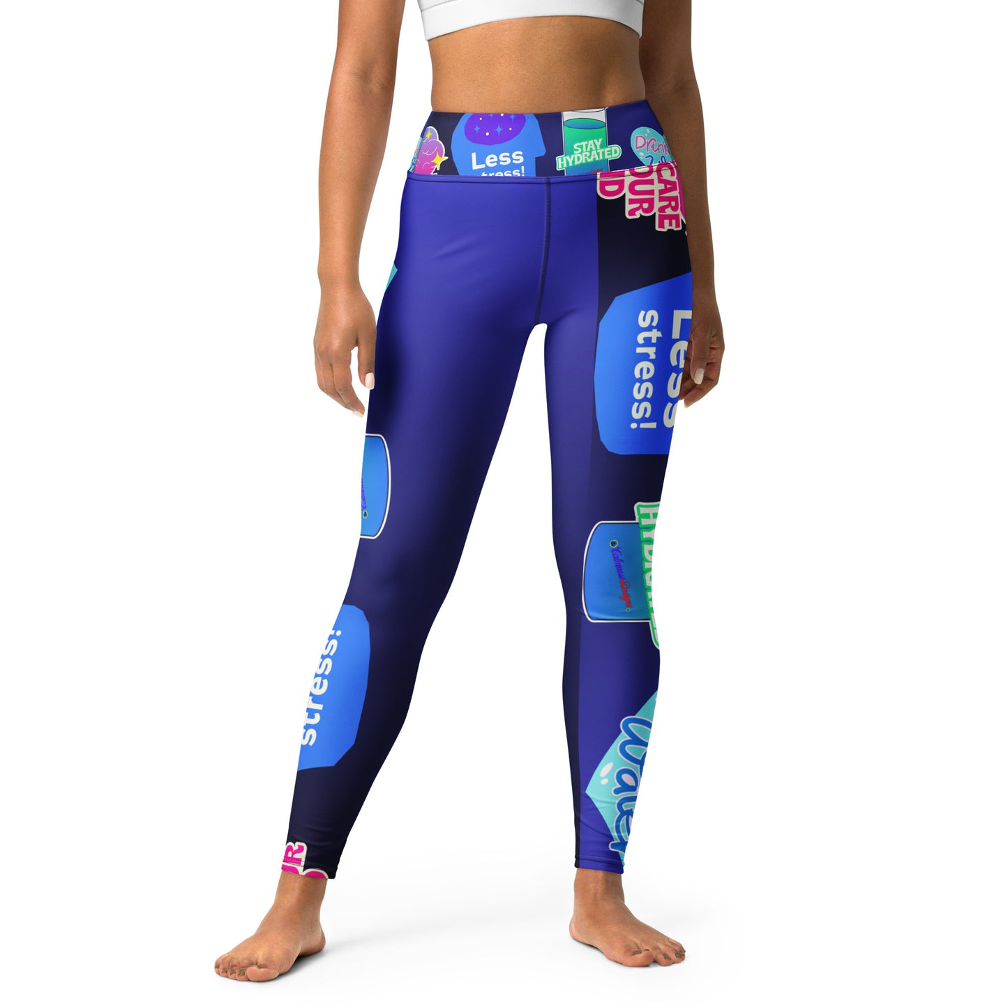 Take Care Your Mind, Less Stress, Stay Hydrated, Drink Mor Water, CALMNESS DESIGNS, Creative Designer's, Yoga Leggings
