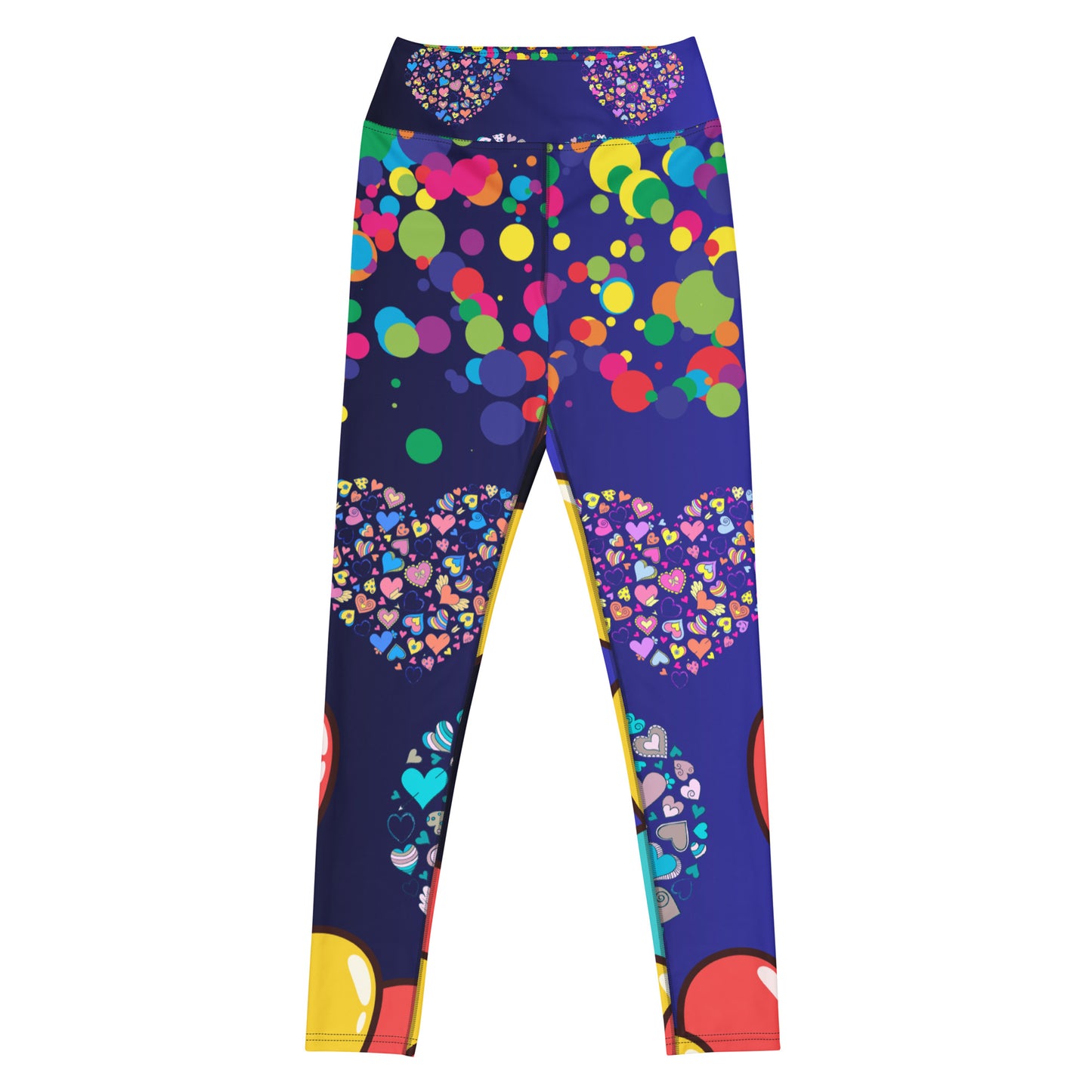 Hearts Pattern, Bunch of Balloon, Colorful Falling Confetti, CALMNESS DESIGNS, Creative Designer's, Yoga Leggings