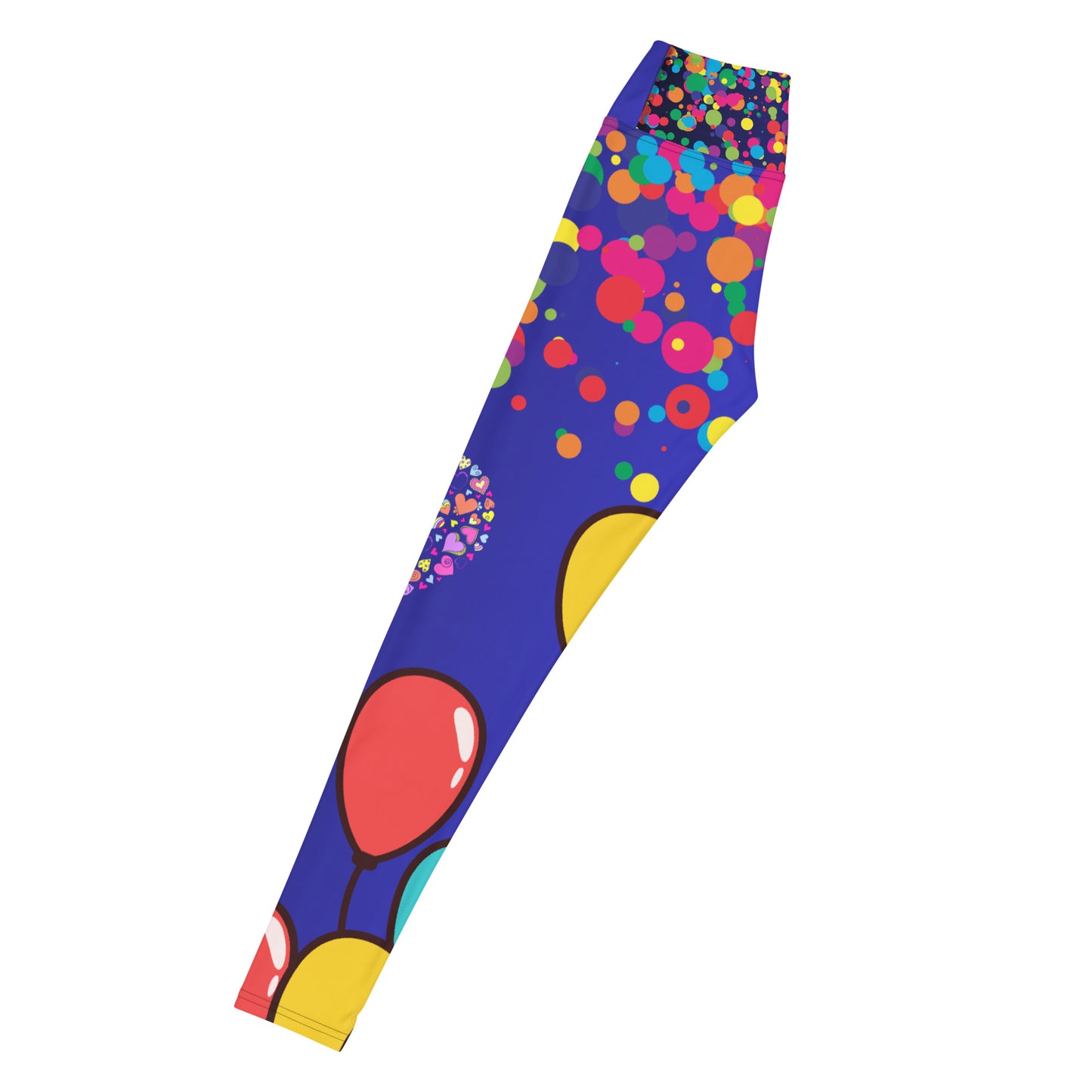 Hearts Pattern, Bunch of Balloon, Colorful Falling Confetti, CALMNESS DESIGNS, Creative Designer's, Yoga Leggings