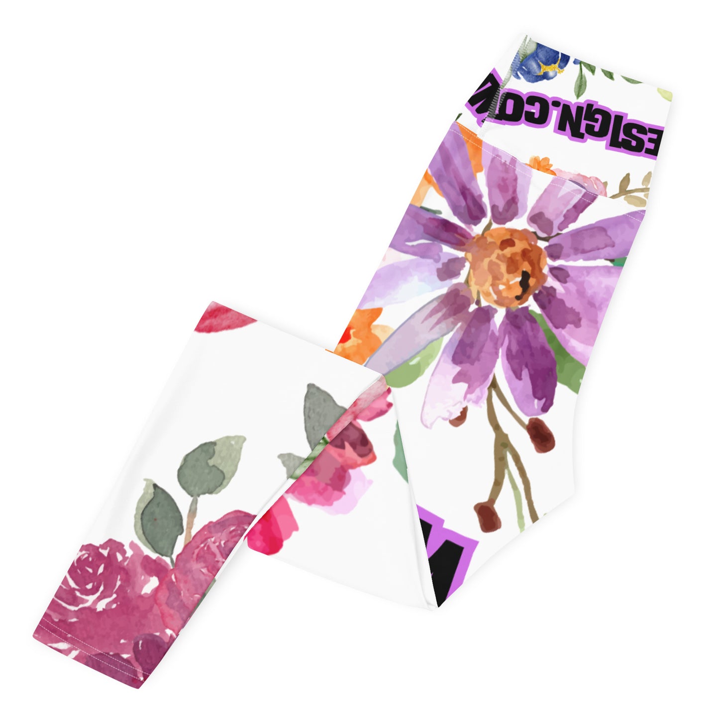 Wreaths Watercolor Flower Cutout, Calmness Designs, Yoga Leggings