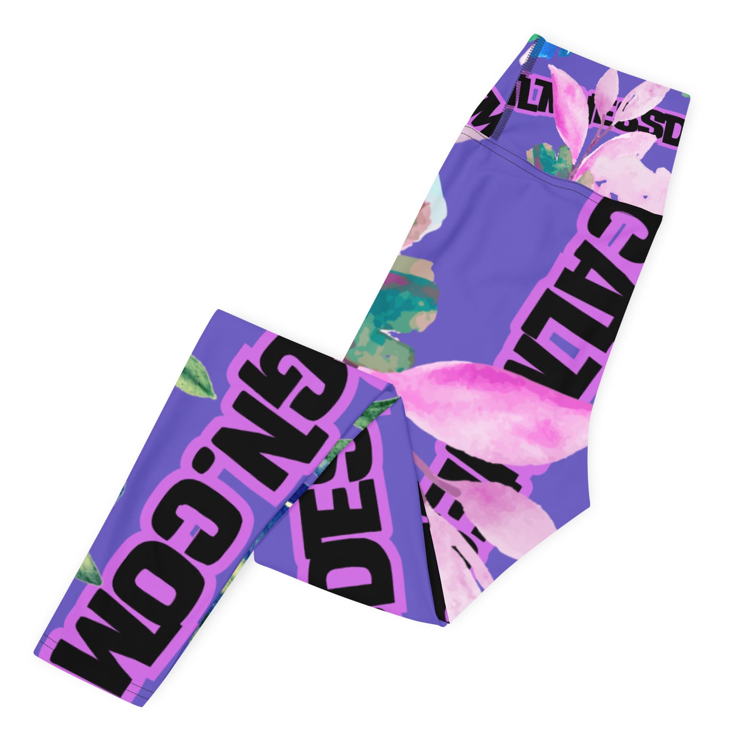 Wreaths Watercolor Flower Cutout, Calmness Designs, Calmnessdesign.COM, Yoga Leggings