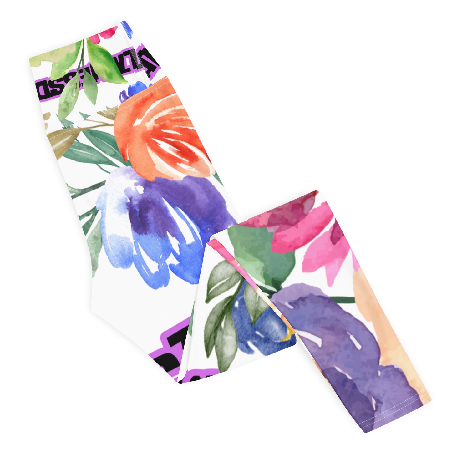 Wreaths Watercolor Flower Cutout, Calmness Designs, Yoga Leggings