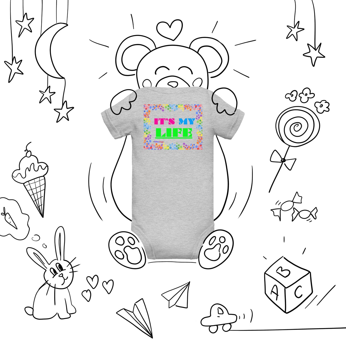 Colorful Frame, IT'S MY LIFE, Calmness Designs, Baby short sleeve one piece