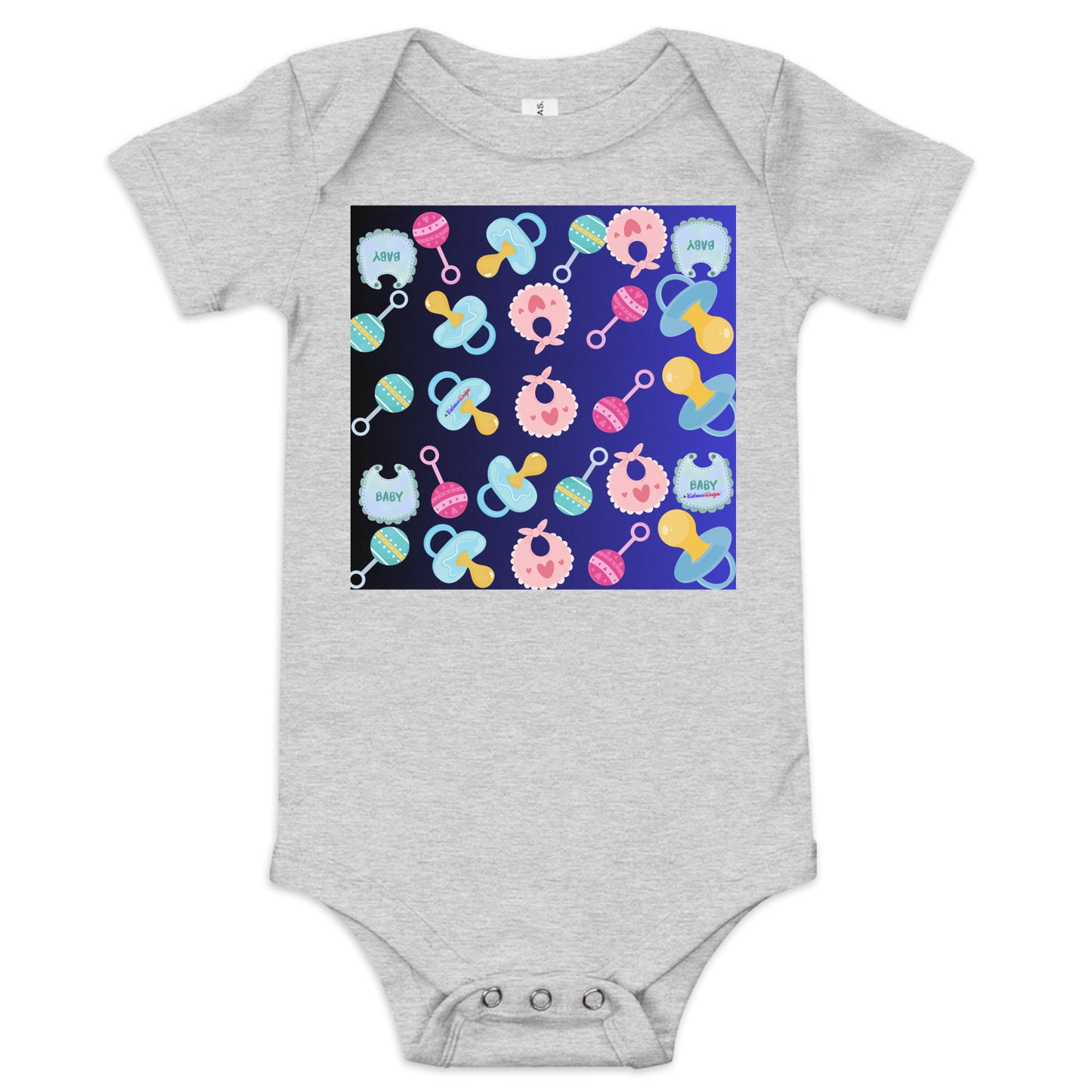 Baby Rattler Icon, Pacifiers, Baby Bib, CALMNESS DESIGNS, Creative Designer's, Baby short sleeve one piece