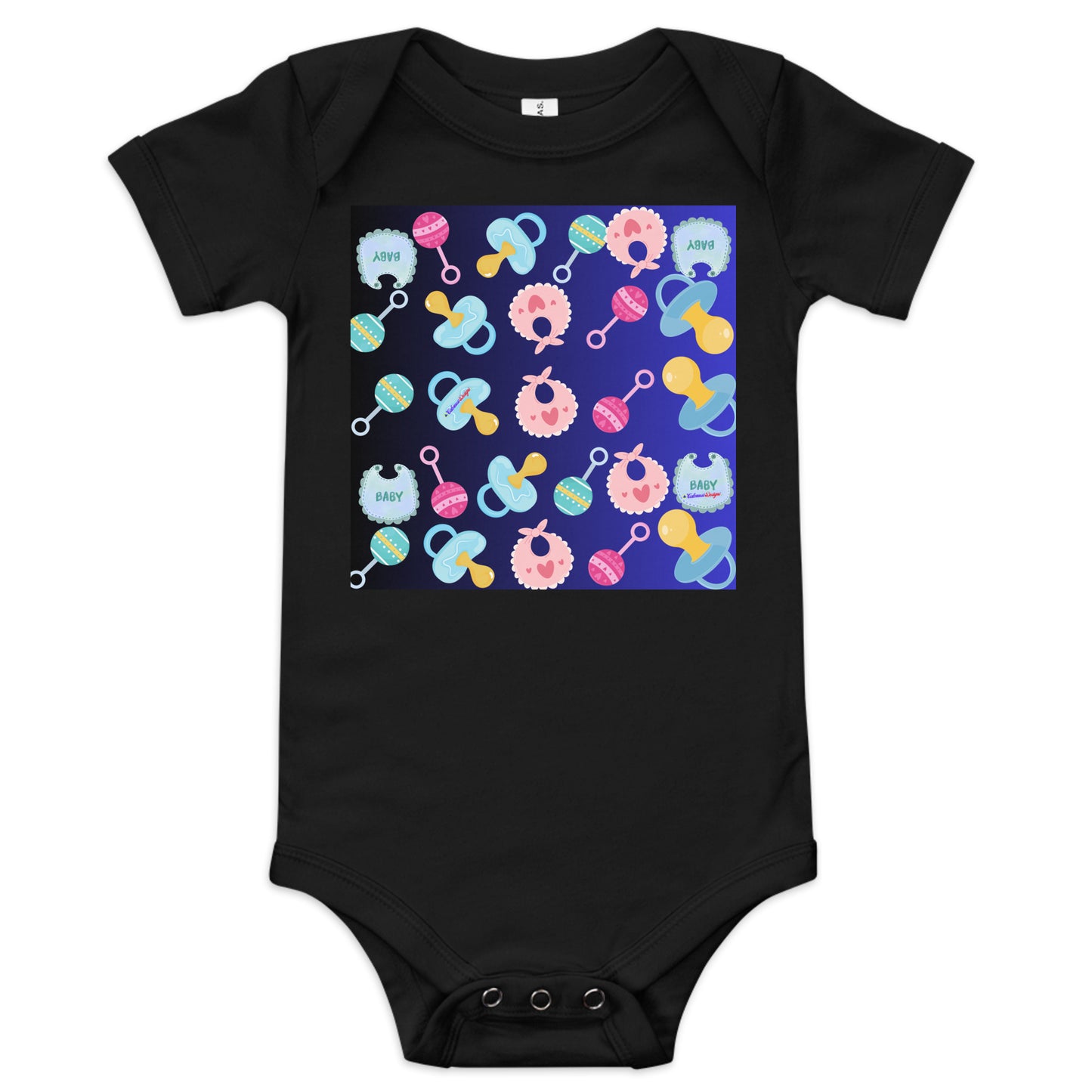 Baby Rattler Icon, Pacifiers, Baby Bib, CALMNESS DESIGNS, Creative Designer's, Baby short sleeve one piece