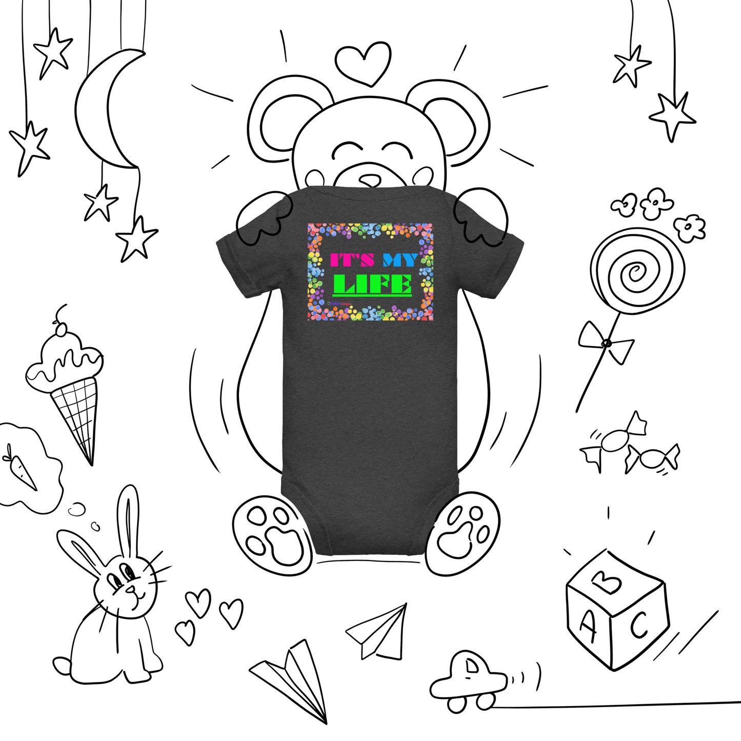 Colorful Frame, IT'S MY LIFE, Calmness Designs, Baby short sleeve one piece