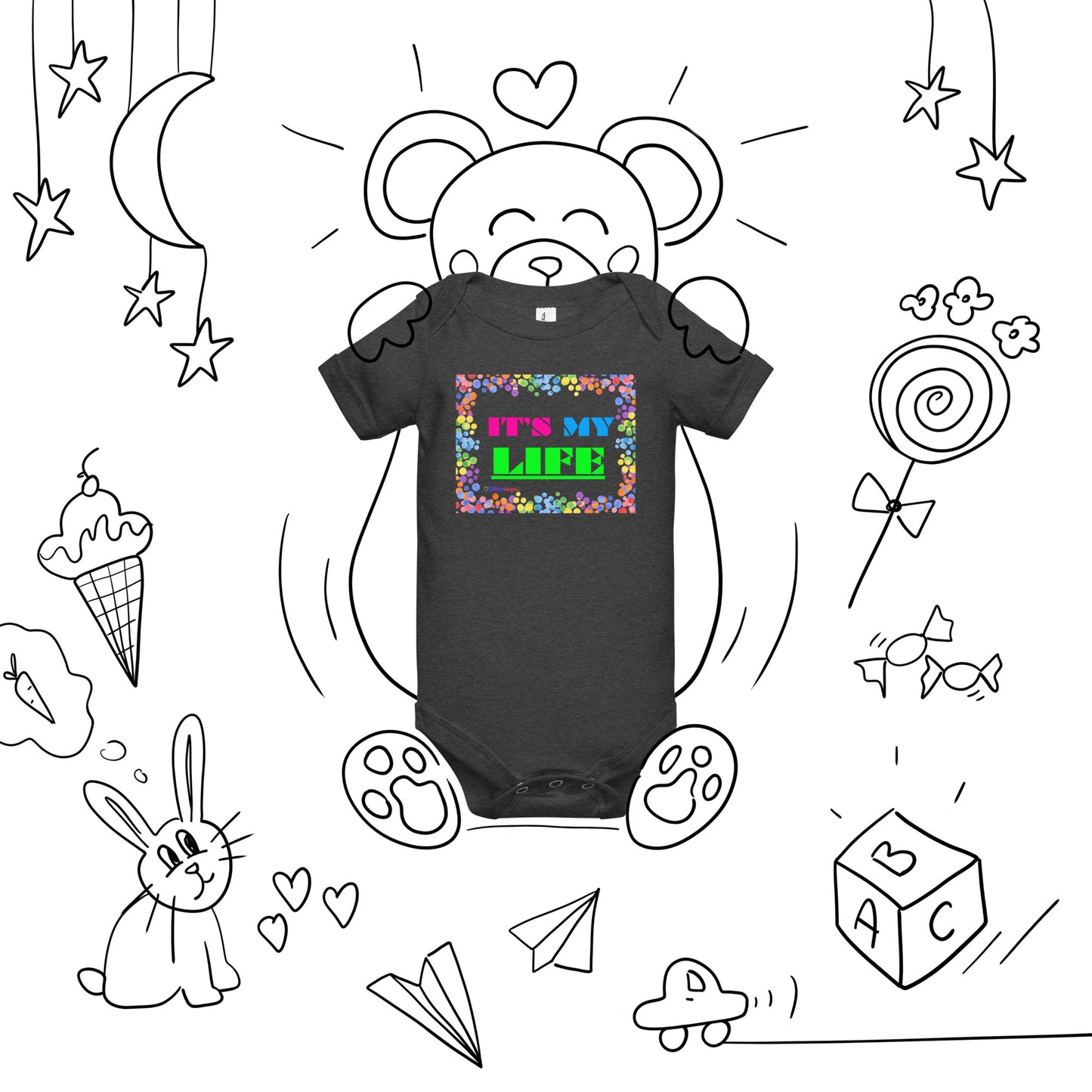 Colorful Frame, IT'S MY LIFE, Calmness Designs, Baby short sleeve one piece