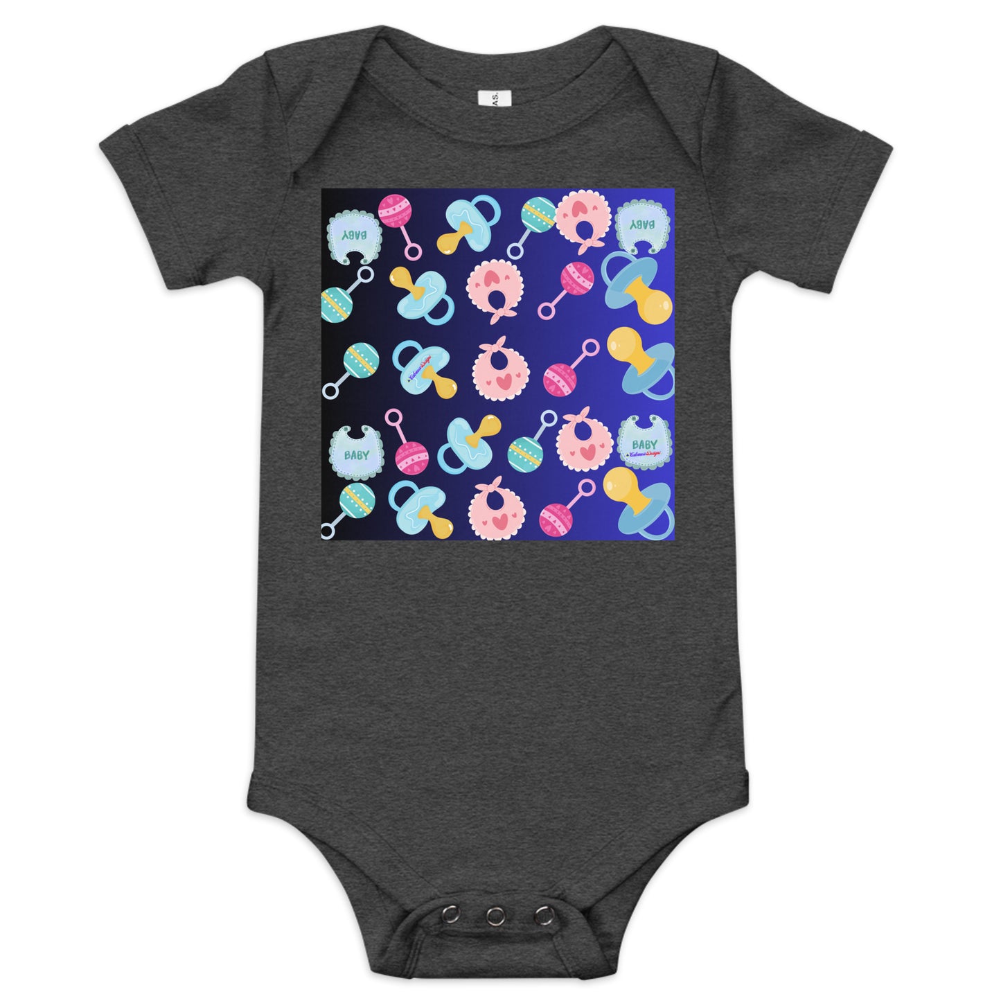 Baby Rattler Icon, Pacifiers, Baby Bib, CALMNESS DESIGNS, Creative Designer's, Baby short sleeve one piece