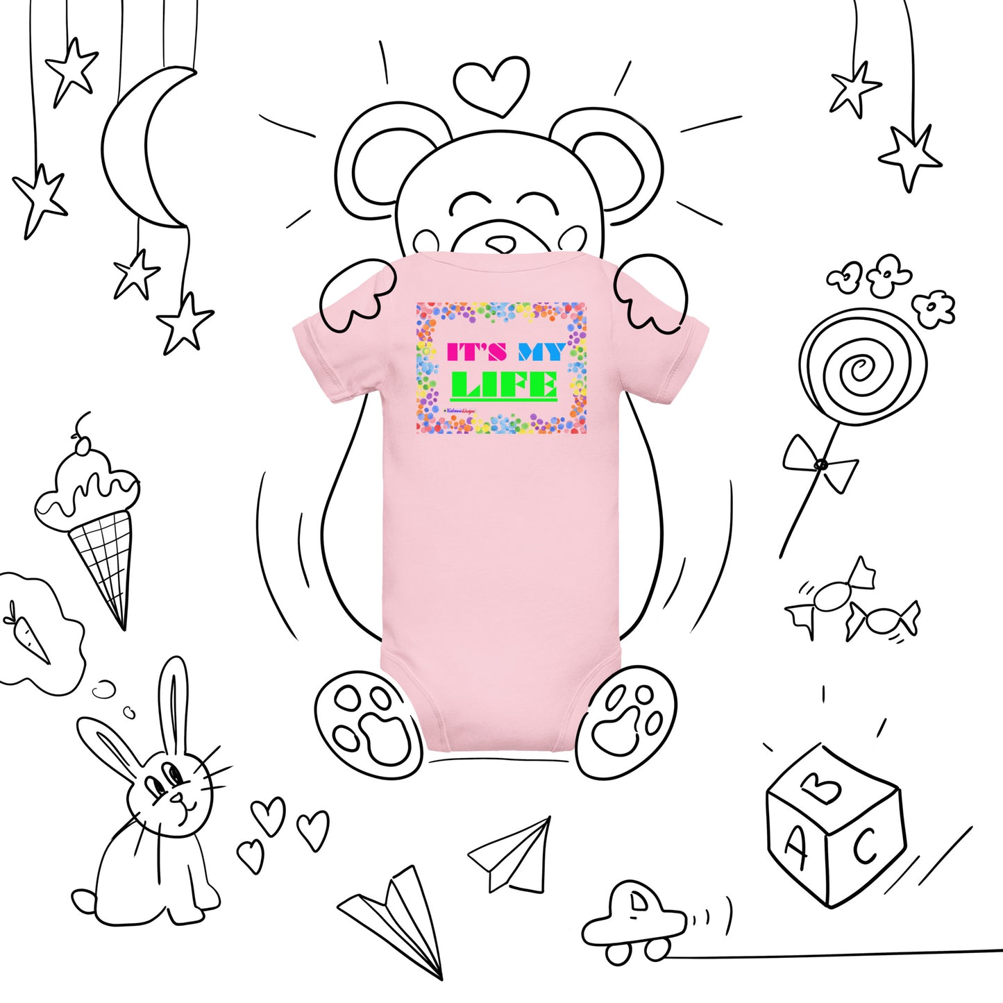 Colorful Frame, IT'S MY LIFE, Calmness Designs, Baby short sleeve one piece