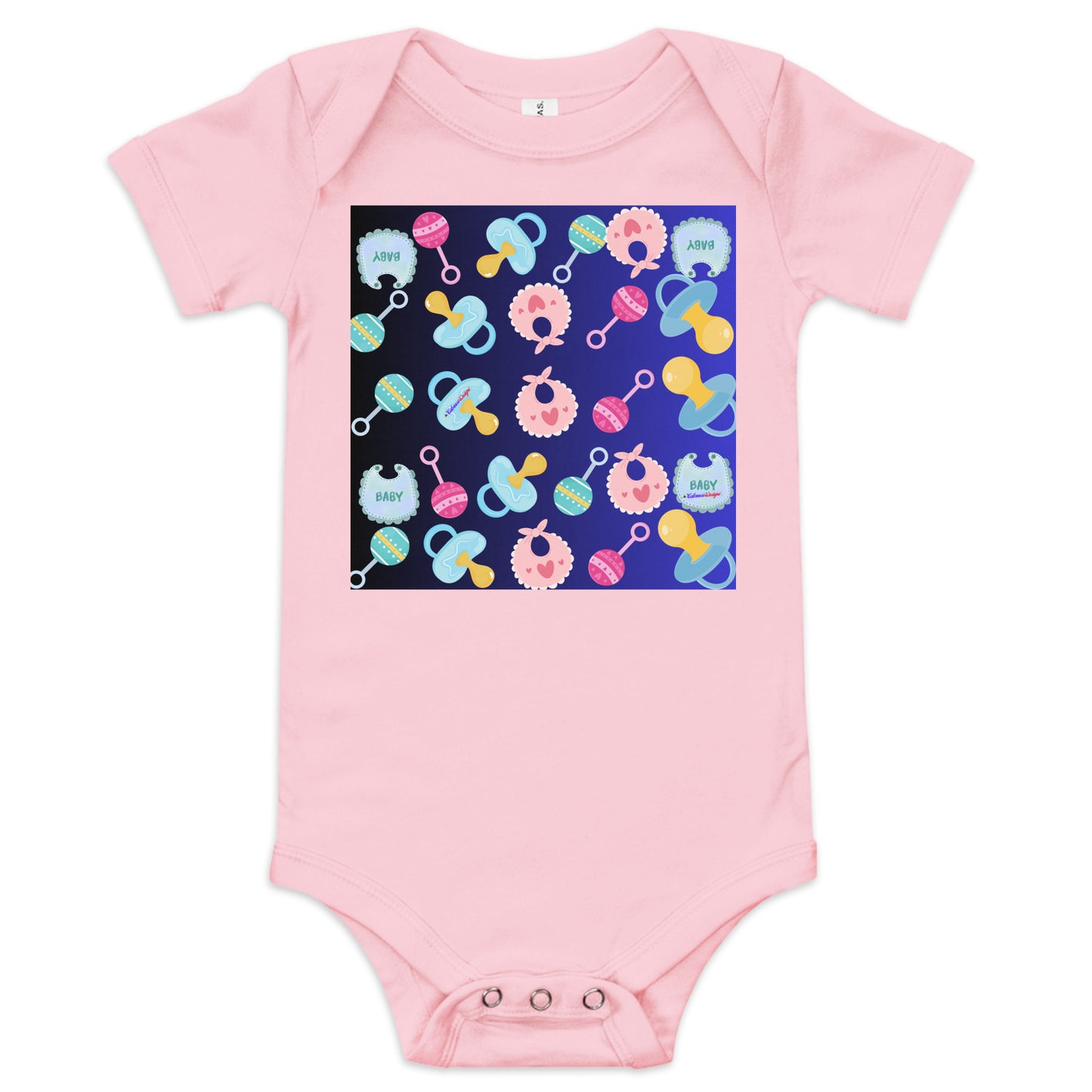 Baby Rattler Icon, Pacifiers, Baby Bib, CALMNESS DESIGNS, Creative Designer's, Baby short sleeve one piece