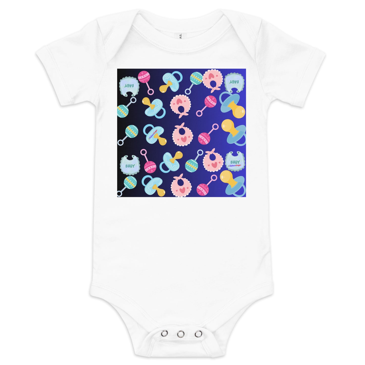 Baby Rattler Icon, Pacifiers, Baby Bib, CALMNESS DESIGNS, Creative Designer's, Baby short sleeve one piece