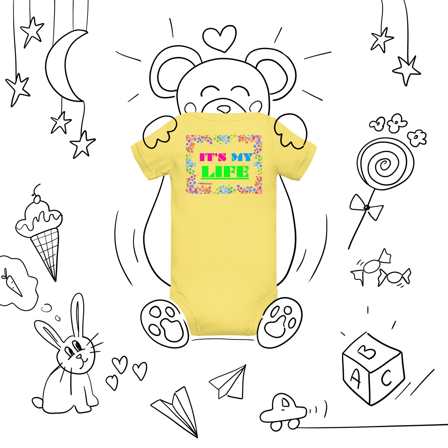 Colorful Frame, IT'S MY LIFE, Calmness Designs, Baby short sleeve one piece