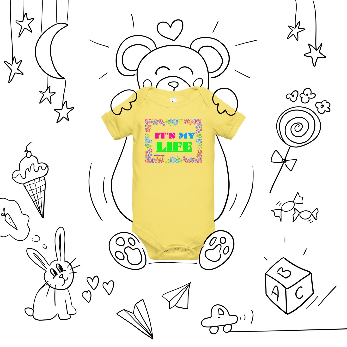 Colorful Frame, IT'S MY LIFE, Calmness Designs, Baby short sleeve one piece