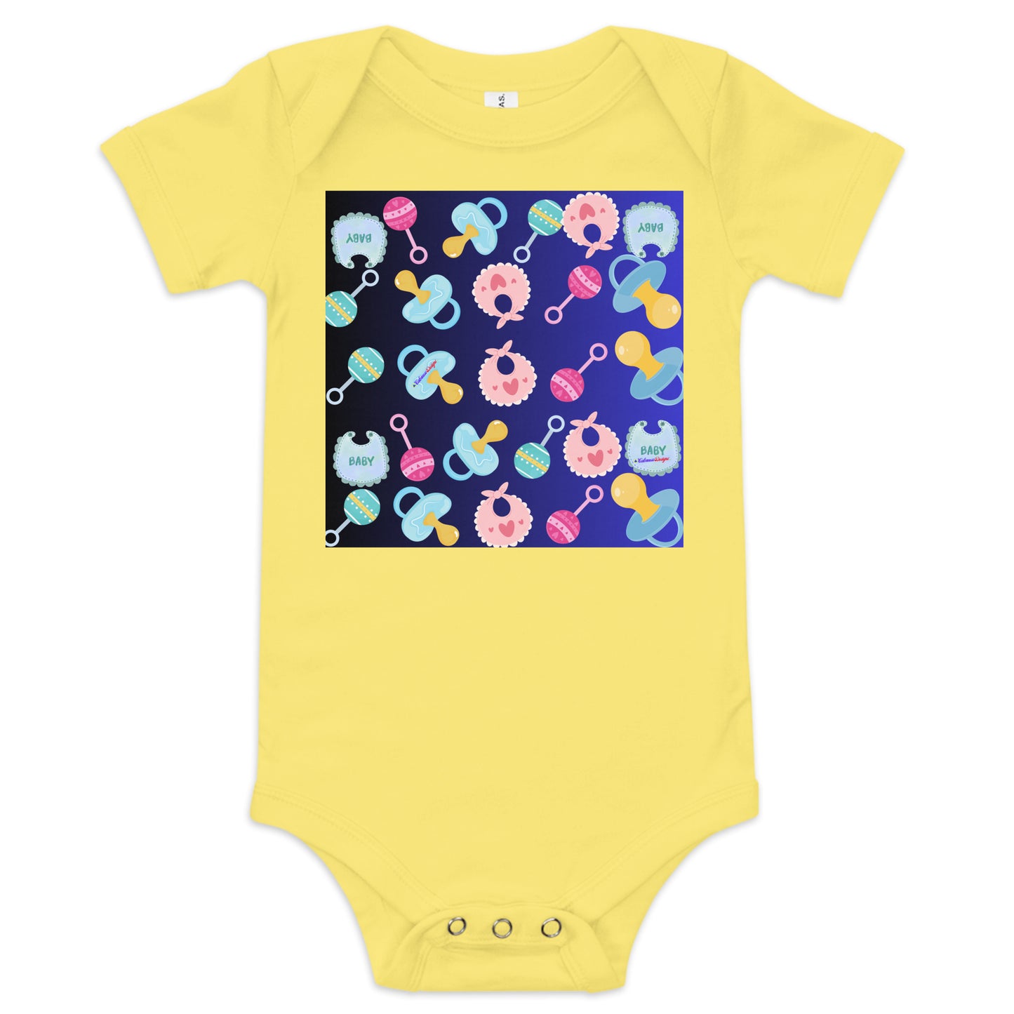 Baby Rattler Icon, Pacifiers, Baby Bib, CALMNESS DESIGNS, Creative Designer's, Baby short sleeve one piece