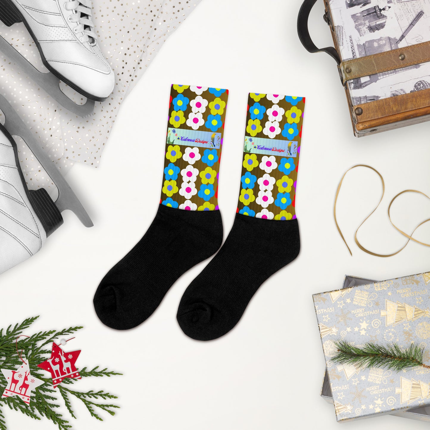 Cute Impasto Daisy flowers, Calmness Designs Socks