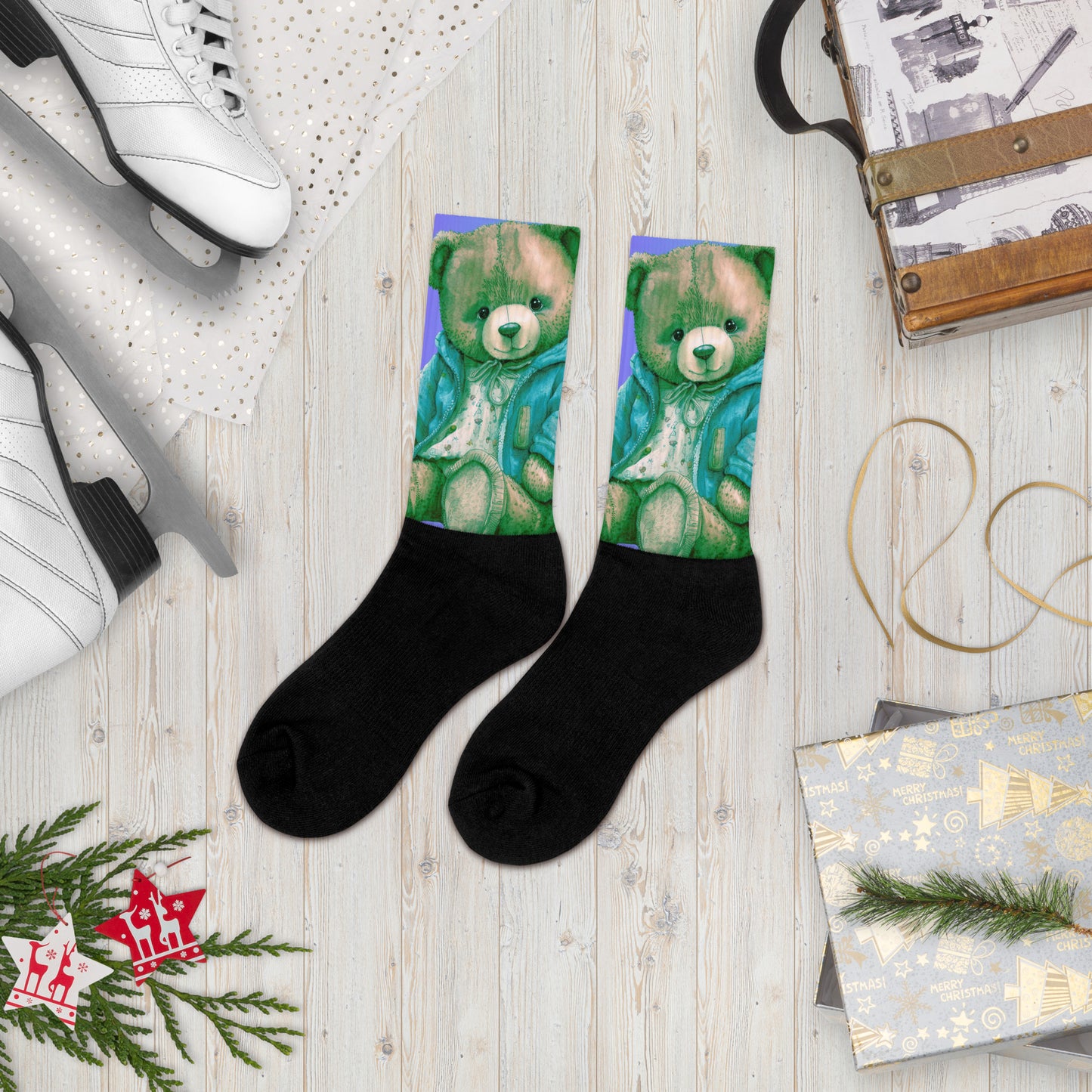 Teddy Bear , RELAXING, Chilling, Calmness Designs, Creative Designs, Socks