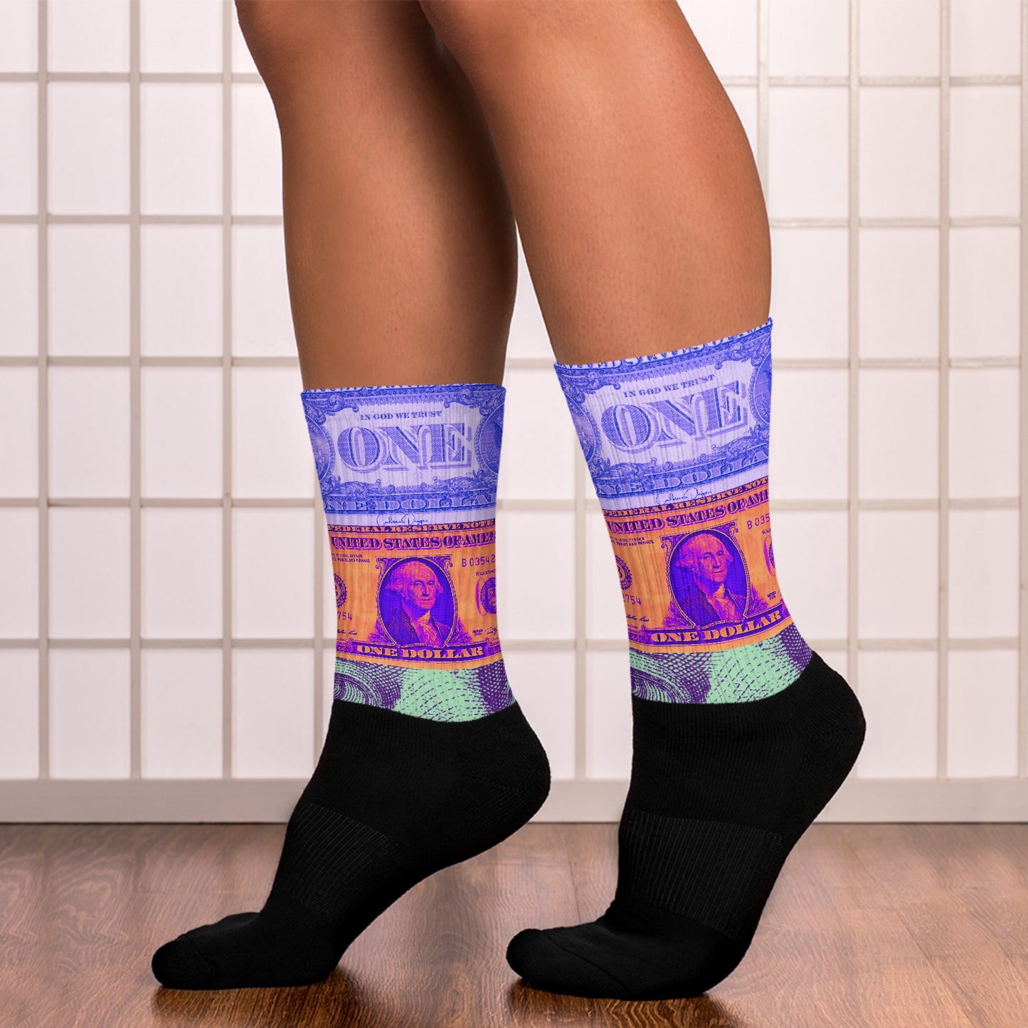 US Dollar Bill, Us President On American Dollar Bill Socks