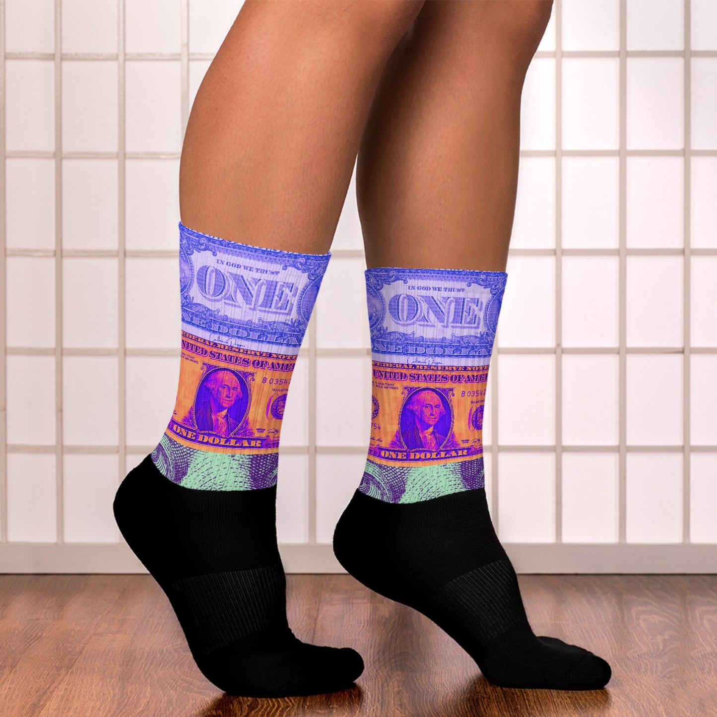 US Dollar Bill, Us President On American Dollar Bill Socks