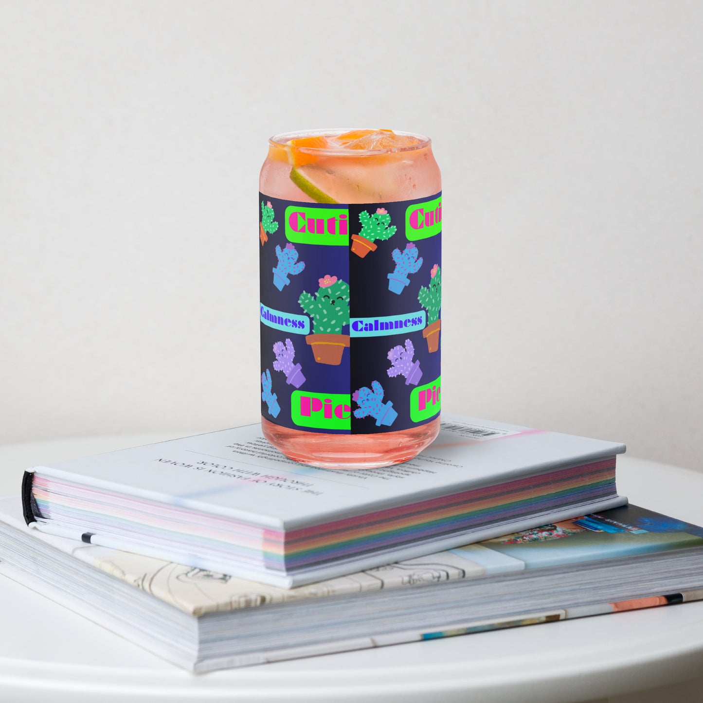 Cute Impasto Cactus Plant, Cutie Pie, CALMNESS DESIGNS, Creative Designs, Can-shaped glass