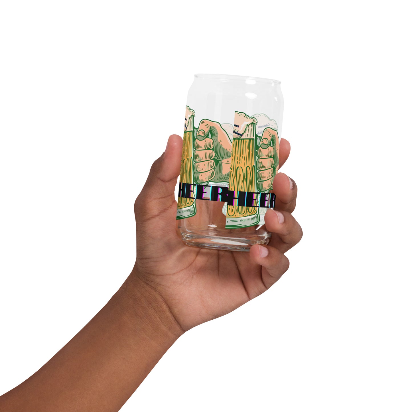 CHEER'S, HAND HOLDING BEER, CALMNESS DESIGNS, Creative Designer's, Can-shaped glass