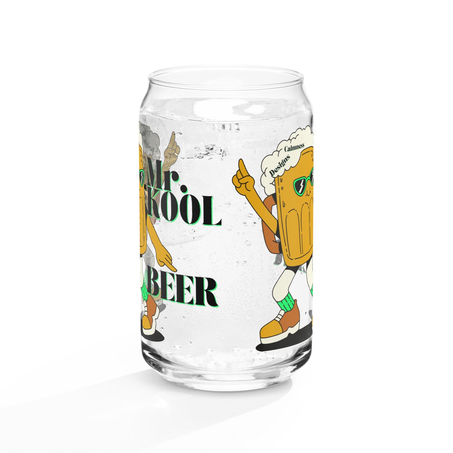 Mr. KOOL BEER, GREEN-GLASSES, CALMNESS DESIGNS, Creative Designer's, Can-shaped glass