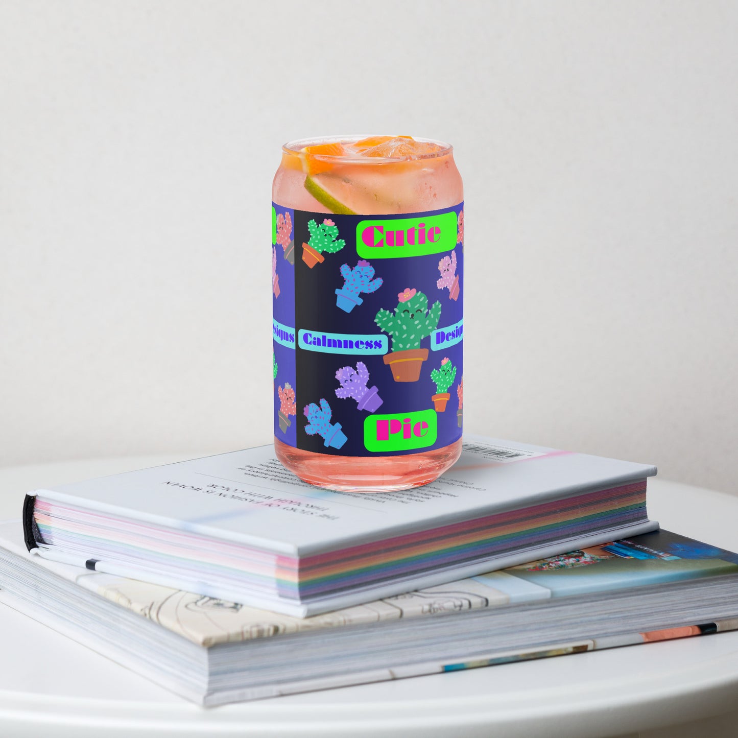 Cute Impasto Cactus Plant, Cutie Pie, CALMNESS DESIGNS, Creative Designs, Can-shaped glass