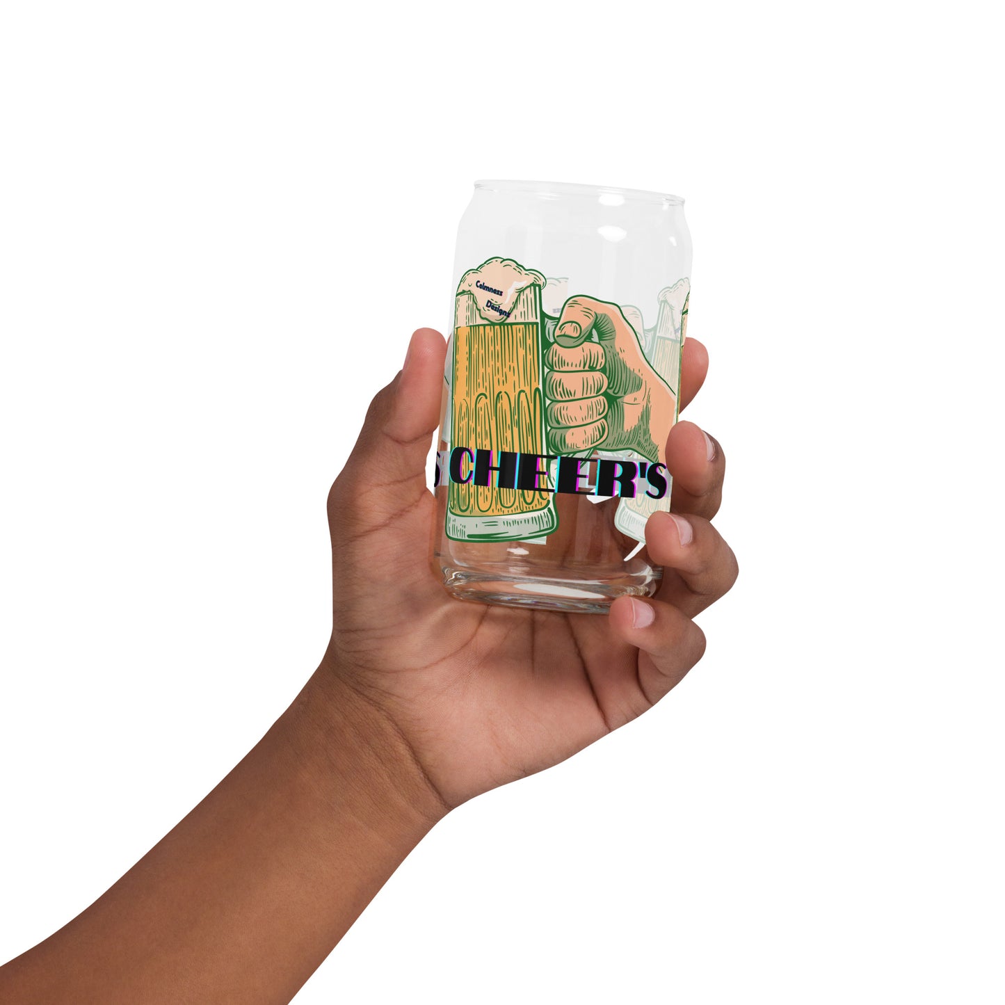 CHEER'S, HAND HOLDING BEER, CALMNESS DESIGNS, Creative Designer's, Can-shaped glass