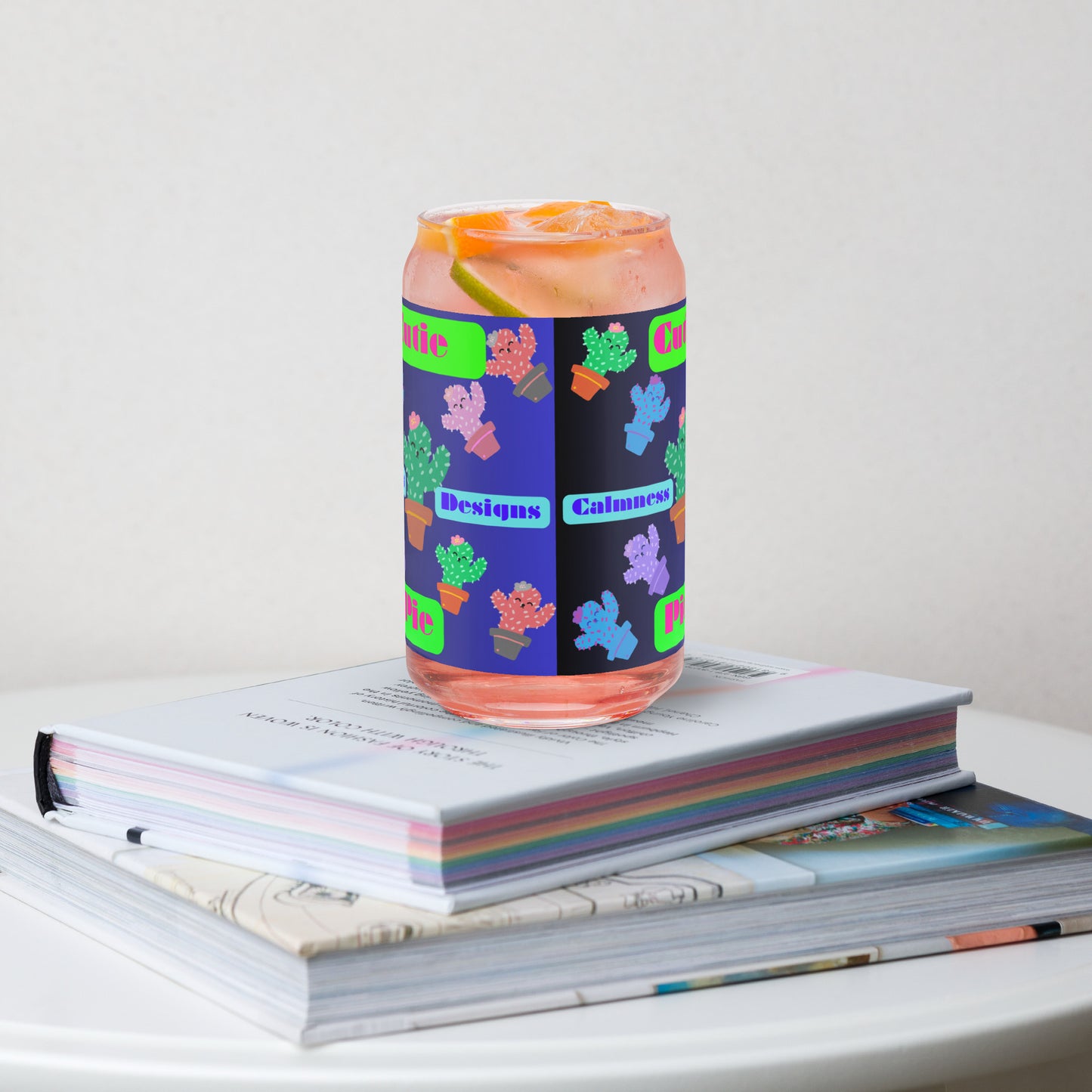 Cute Impasto Cactus Plant, Cutie Pie, CALMNESS DESIGNS, Creative Designs, Can-shaped glass