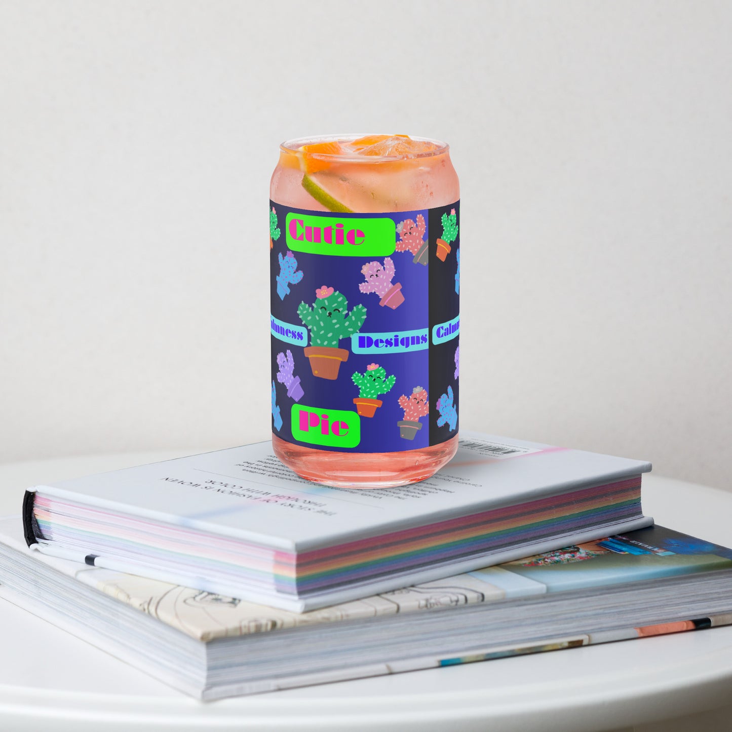 Cute Impasto Cactus Plant, Cutie Pie, CALMNESS DESIGNS, Creative Designs, Can-shaped glass