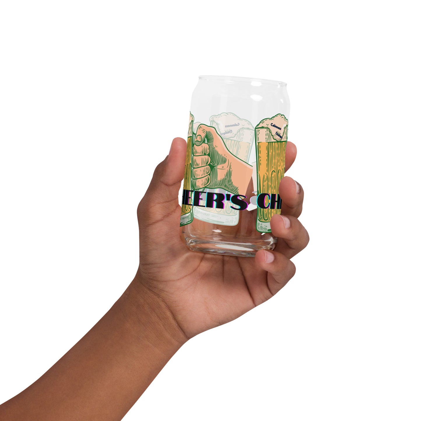 CHEER'S, HAND HOLDING BEER, CALMNESS DESIGNS, Creative Designer's, Can-shaped glass