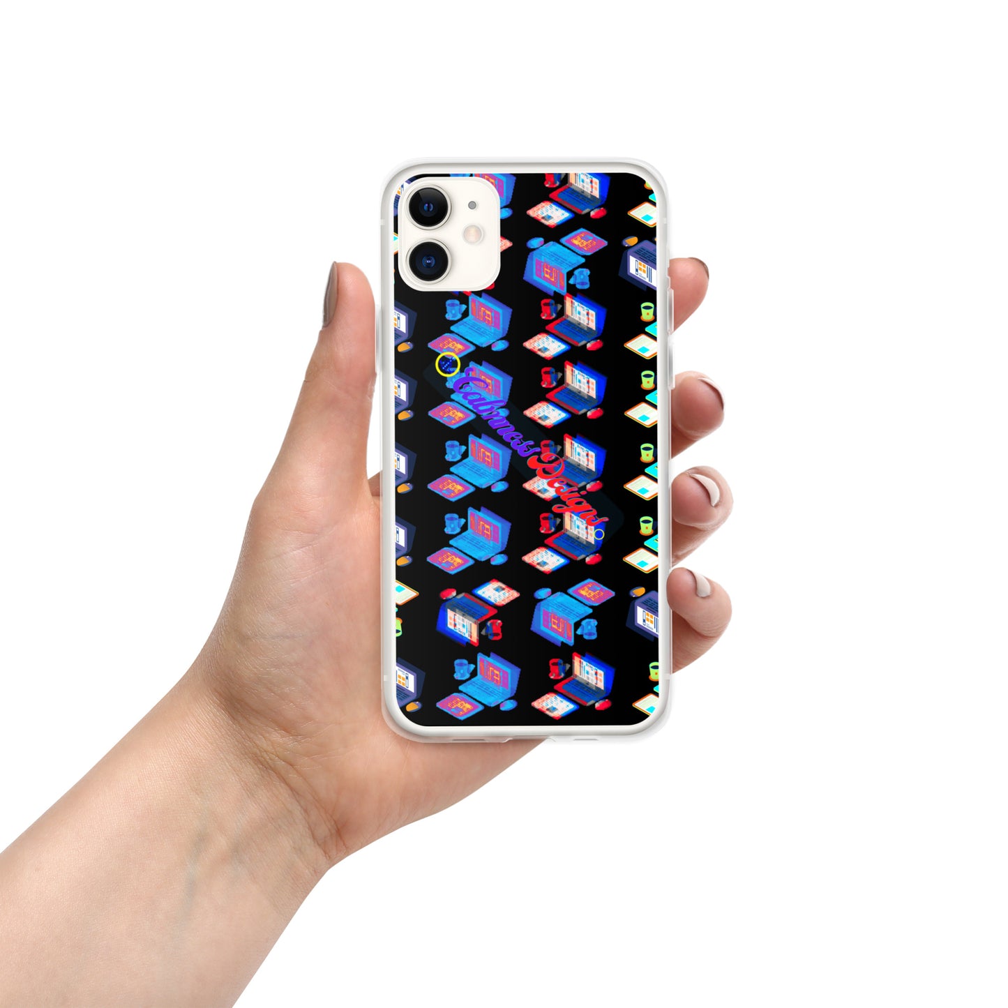 Isomentric Textured Workspace, Calmness Designs, Creative Designs, Clear Case for iPhone®