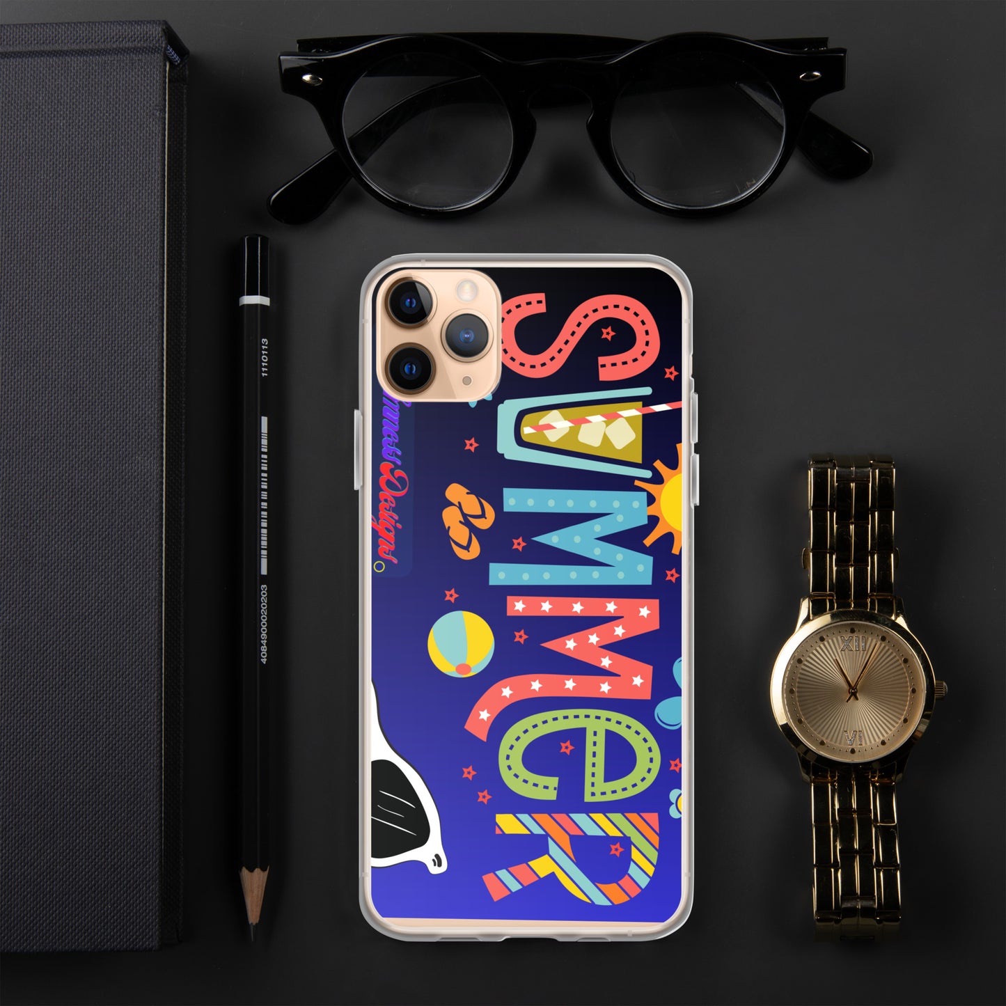 Hello Summer, Summer Vacation Sun Glasses, Stars, CALMNESS DESIGNS, Creative Designer's, Clear Case for iPhone®