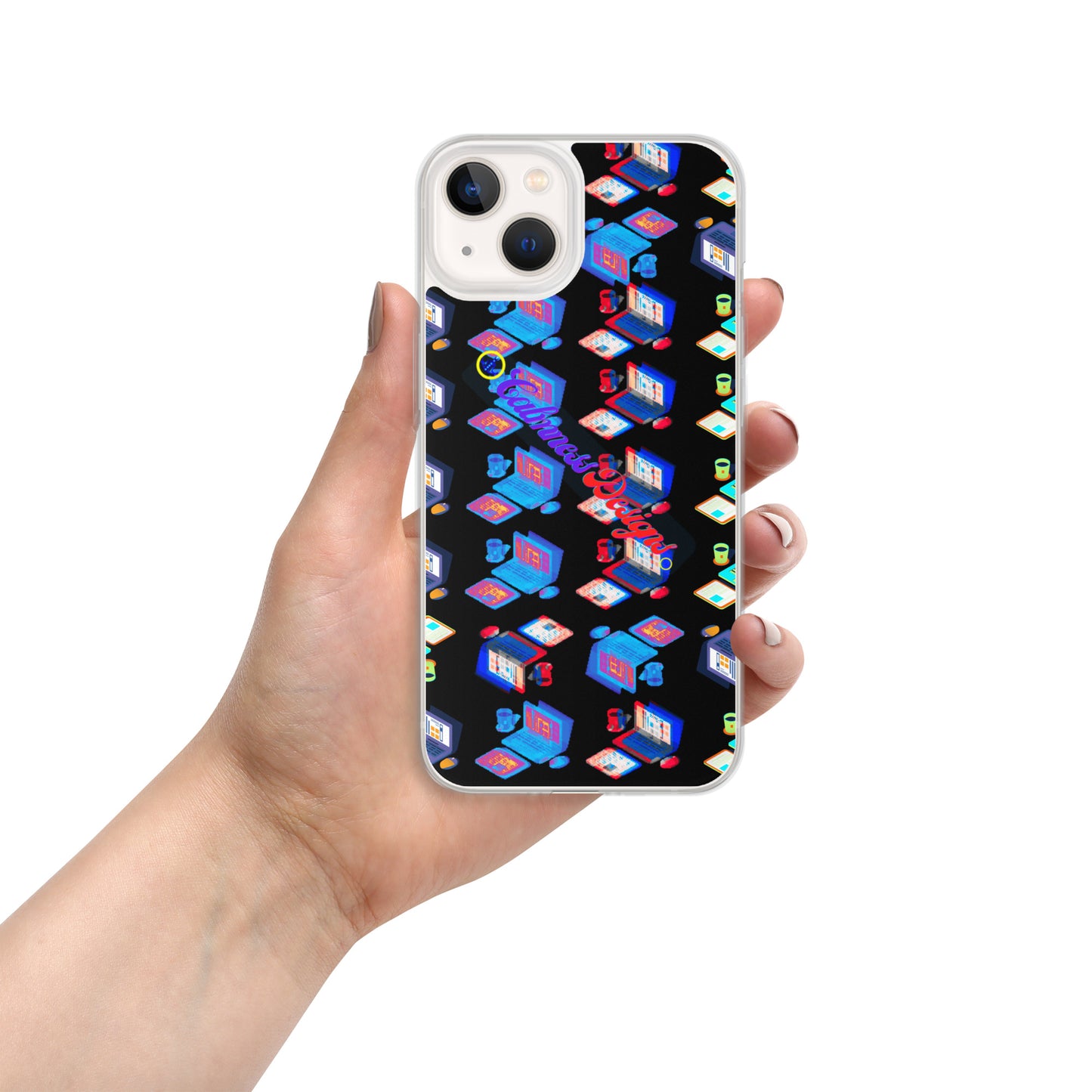Isomentric Textured Workspace, Calmness Designs, Creative Designs, Clear Case for iPhone®
