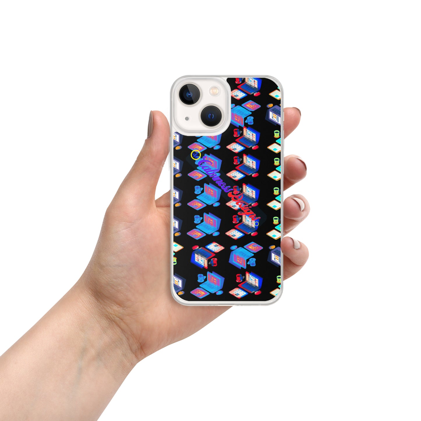 Isomentric Textured Workspace, Calmness Designs, Creative Designs, Clear Case for iPhone®