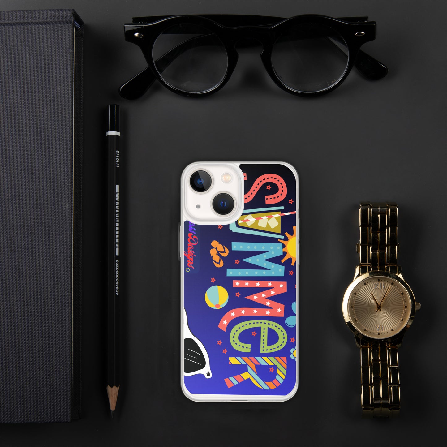 Hello Summer, Summer Vacation Sun Glasses, Stars, CALMNESS DESIGNS, Creative Designer's, Clear Case for iPhone®