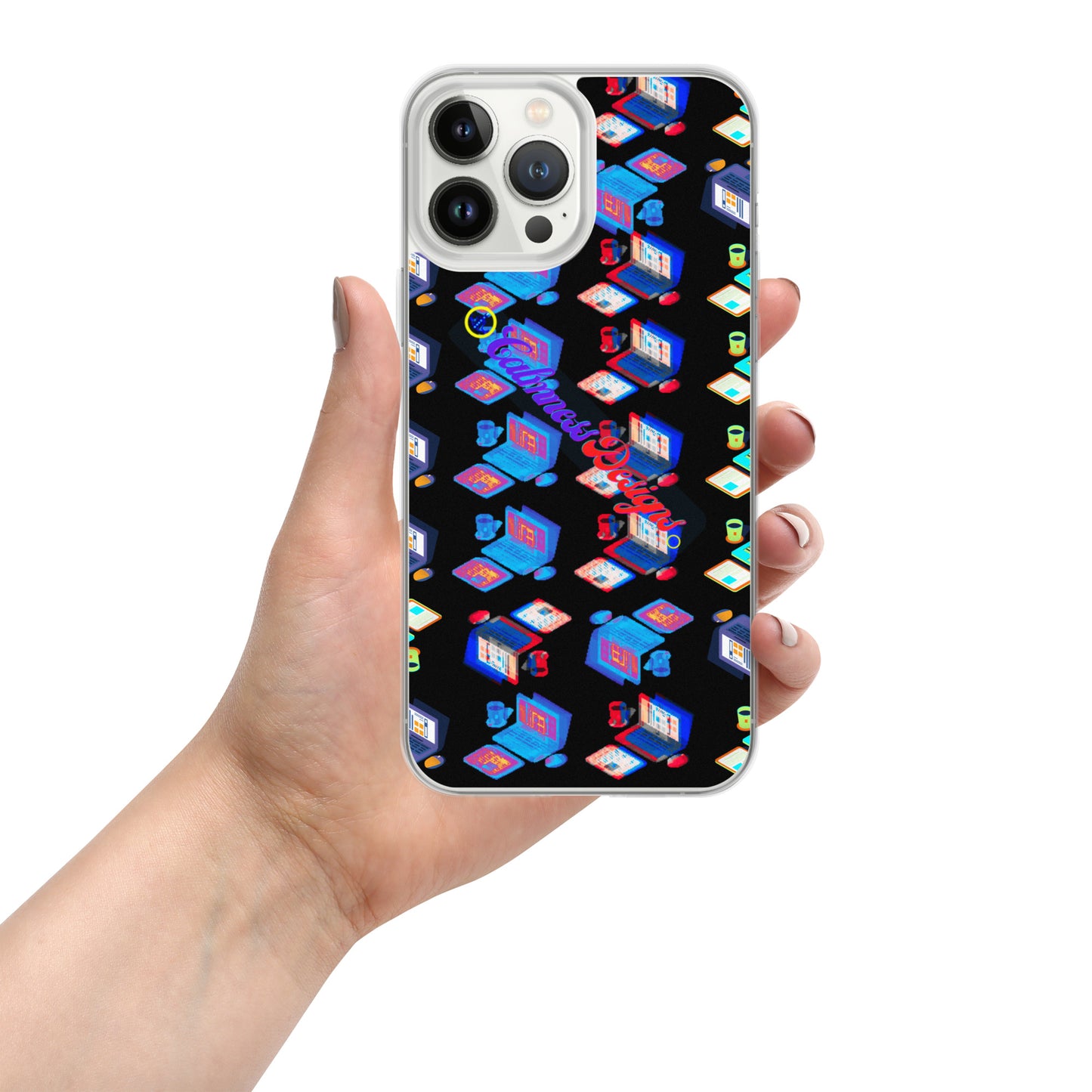 Isomentric Textured Workspace, Calmness Designs, Creative Designs, Clear Case for iPhone®