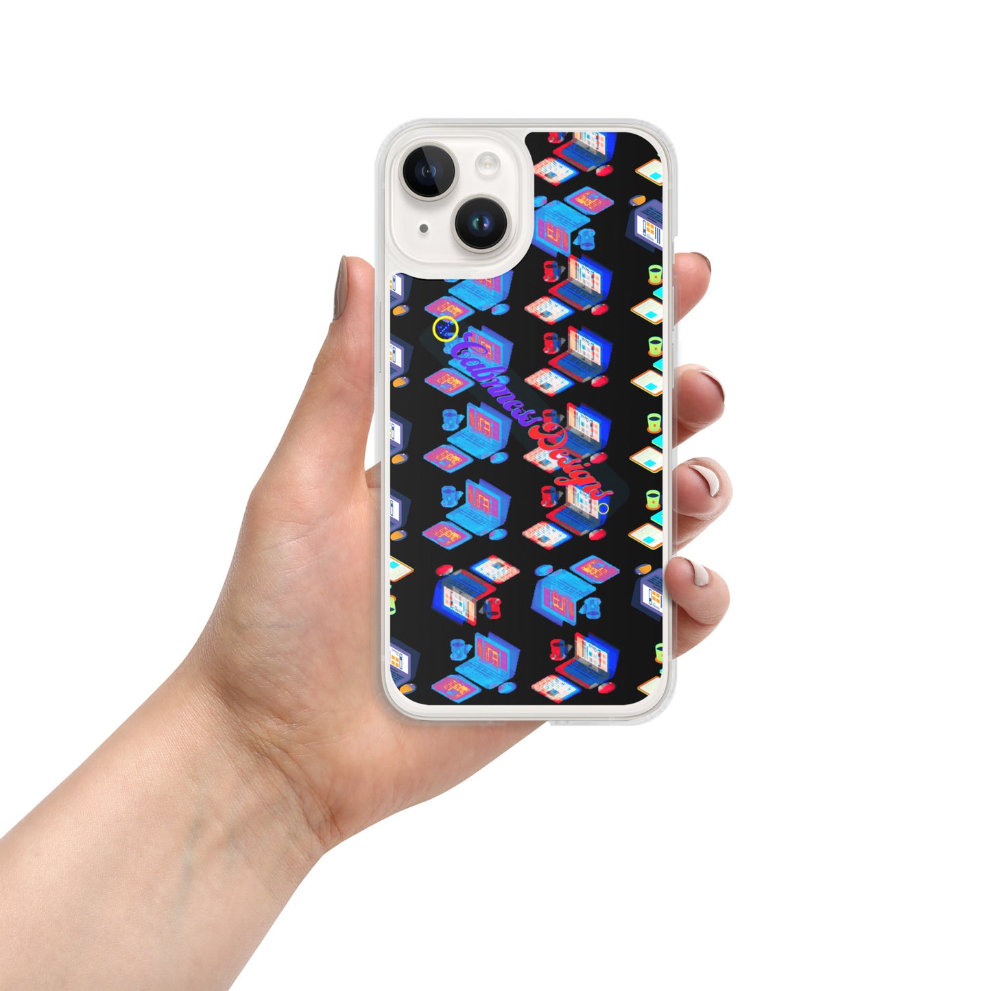 Isomentric Textured Workspace, Calmness Designs, Creative Designs, Clear Case for iPhone®