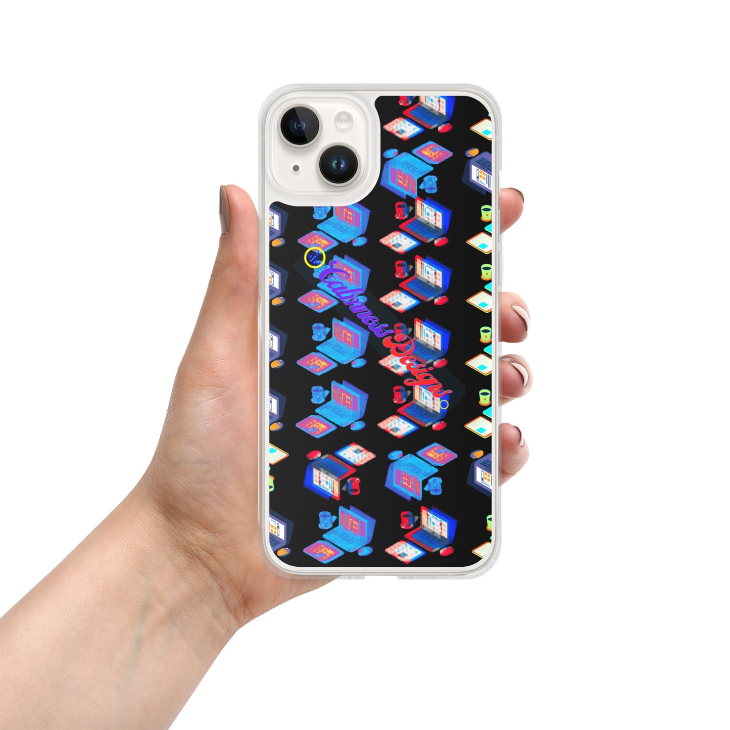 Isomentric Textured Workspace, Calmness Designs, Creative Designs, Clear Case for iPhone®