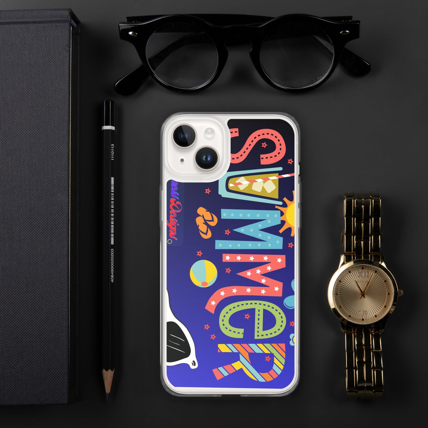 Hello Summer, Summer Vacation Sun Glasses, Stars, CALMNESS DESIGNS, Creative Designer's, Clear Case for iPhone®