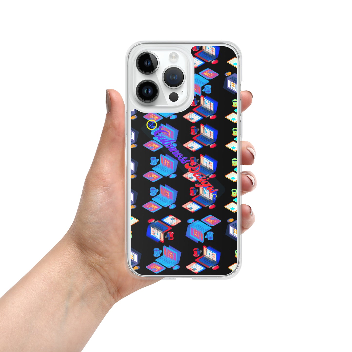 Isomentric Textured Workspace, Calmness Designs, Creative Designs, Clear Case for iPhone®