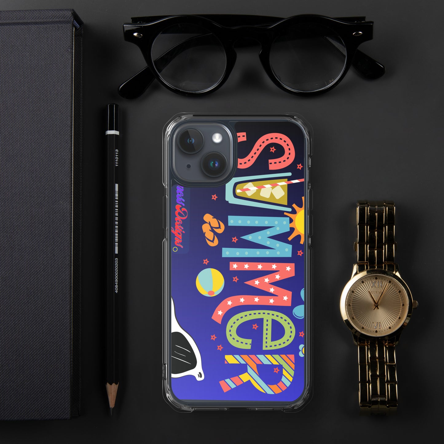 Hello Summer, Summer Vacation Sun Glasses, Stars, CALMNESS DESIGNS, Creative Designer's, Clear Case for iPhone®
