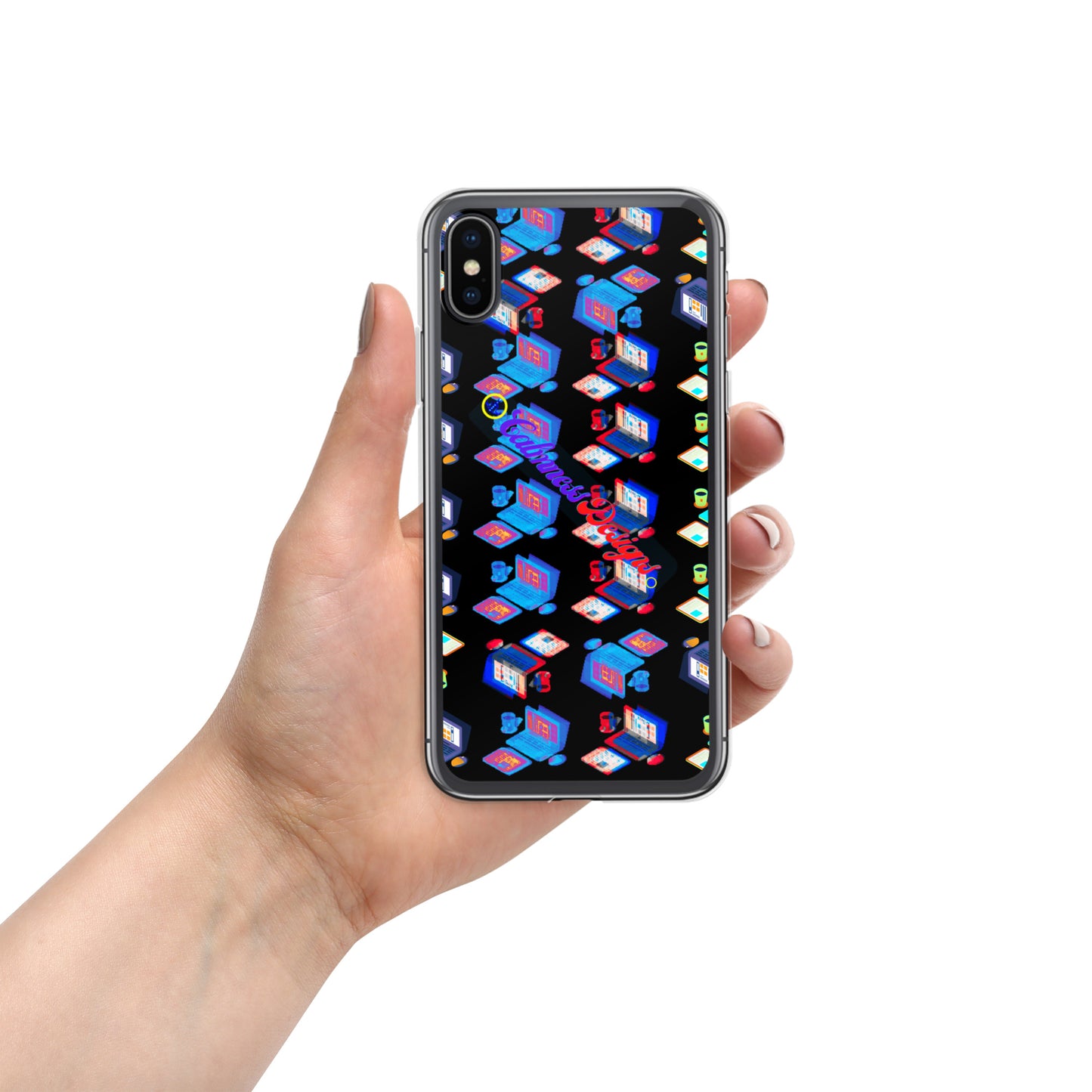 Isomentric Textured Workspace, Calmness Designs, Creative Designs, Clear Case for iPhone®