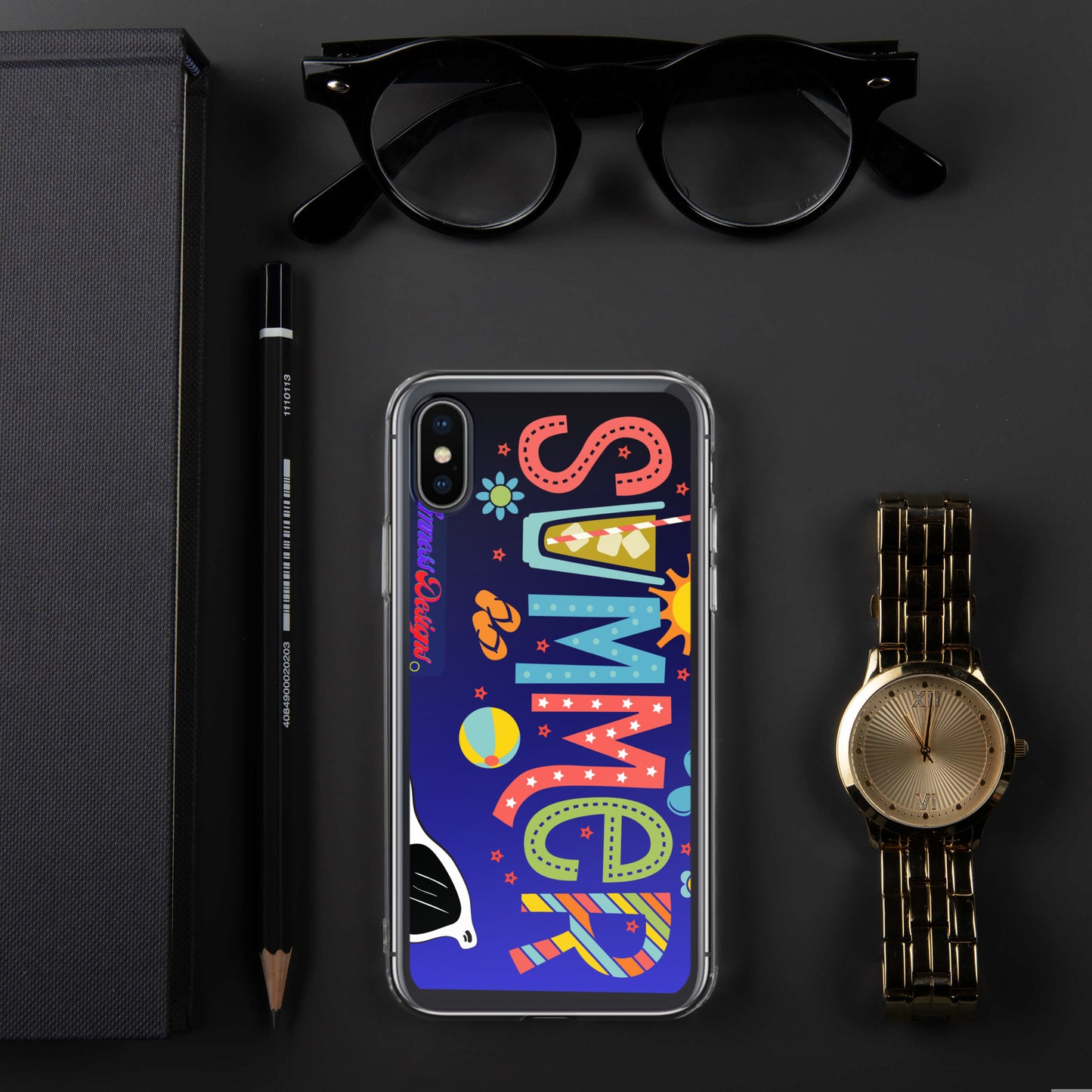 Hello Summer, Summer Vacation Sun Glasses, Stars, CALMNESS DESIGNS, Creative Designer's, Clear Case for iPhone®