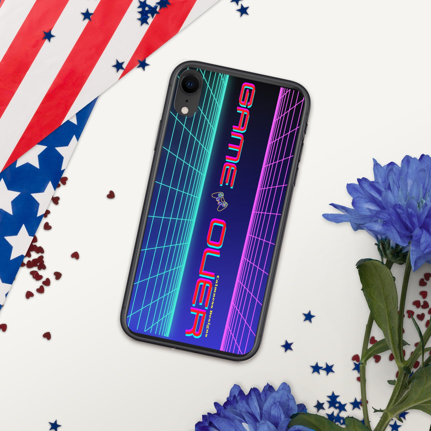 GAMER GRID, GAME OVER, GAME CONSOLE-NEON, CALMNESS DESIGNS, Creative Designer's, Clear Case for iPhone®