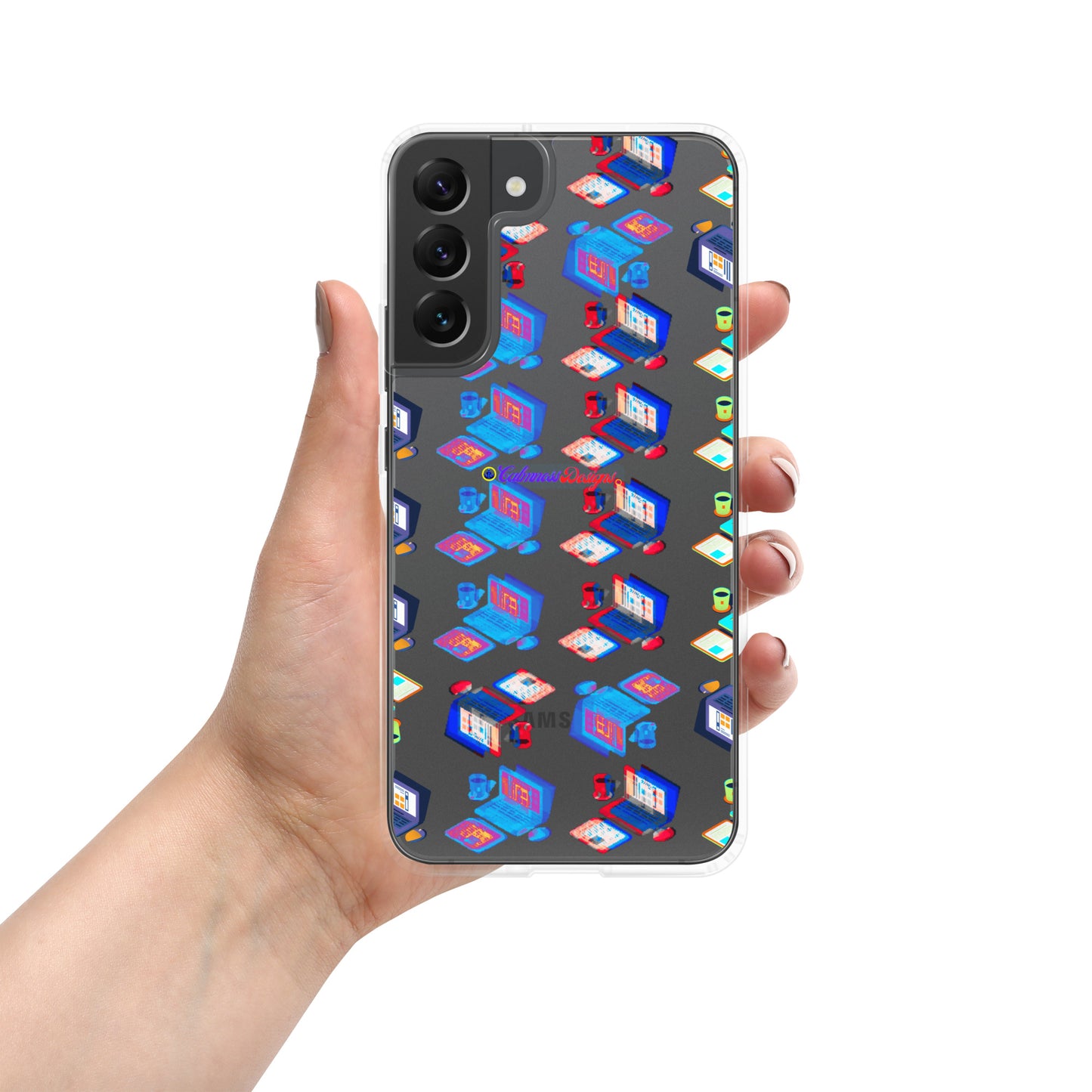 Isomentric Textured Workspace, Calmness Designs, Creative Designs, Clear Case for Samsung®