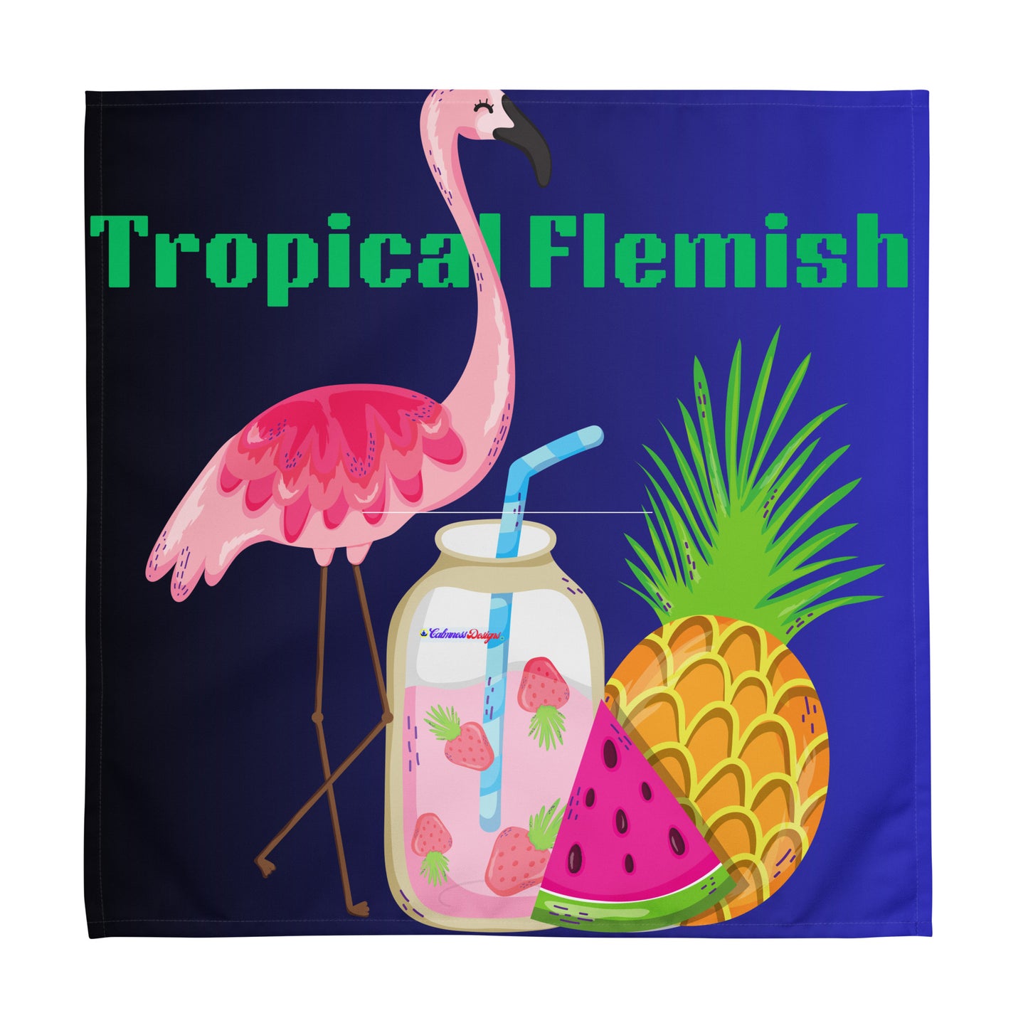Tropical Flemish with Exotic Fruits and Smoothie, Flamingo, Pineapple, Watermelon, CALMNESS DESIGNS, Creative Designer's, Cloth napkin set