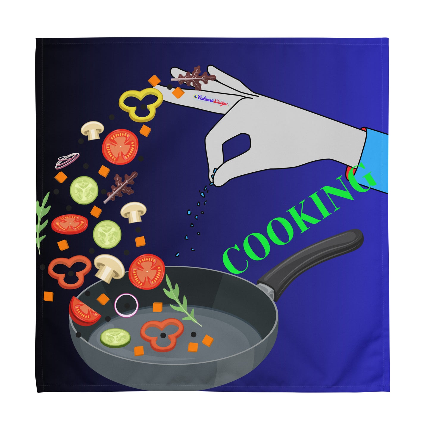 Cooking Pan with Vegetables, Close up of Hand Salt Food, CALMNESS DESIGNS, Creative Designer's, Cloth napkin set