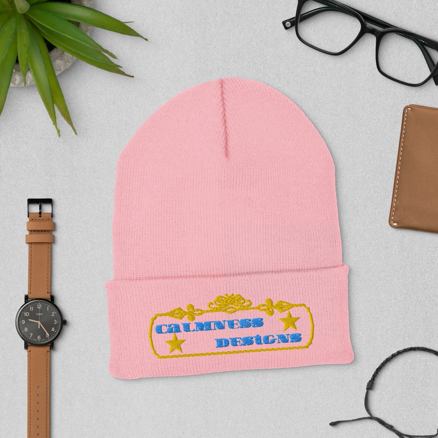 Vintage Rectangular Frame, CALMNESS DESIGNS, Creative Designer's, Cuffed Beanie