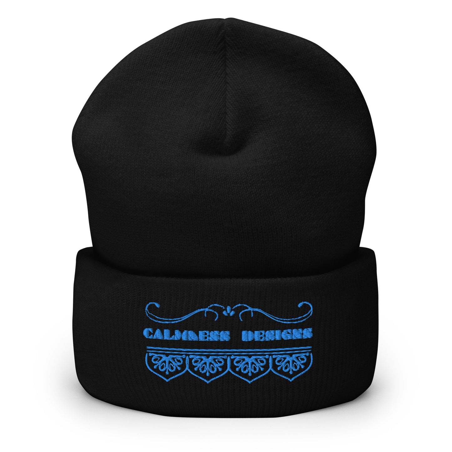 Bidri Decorative Elements Border BLUE, CALMNESS DESIGNS, Creative Designer's, Cuffed Beanie