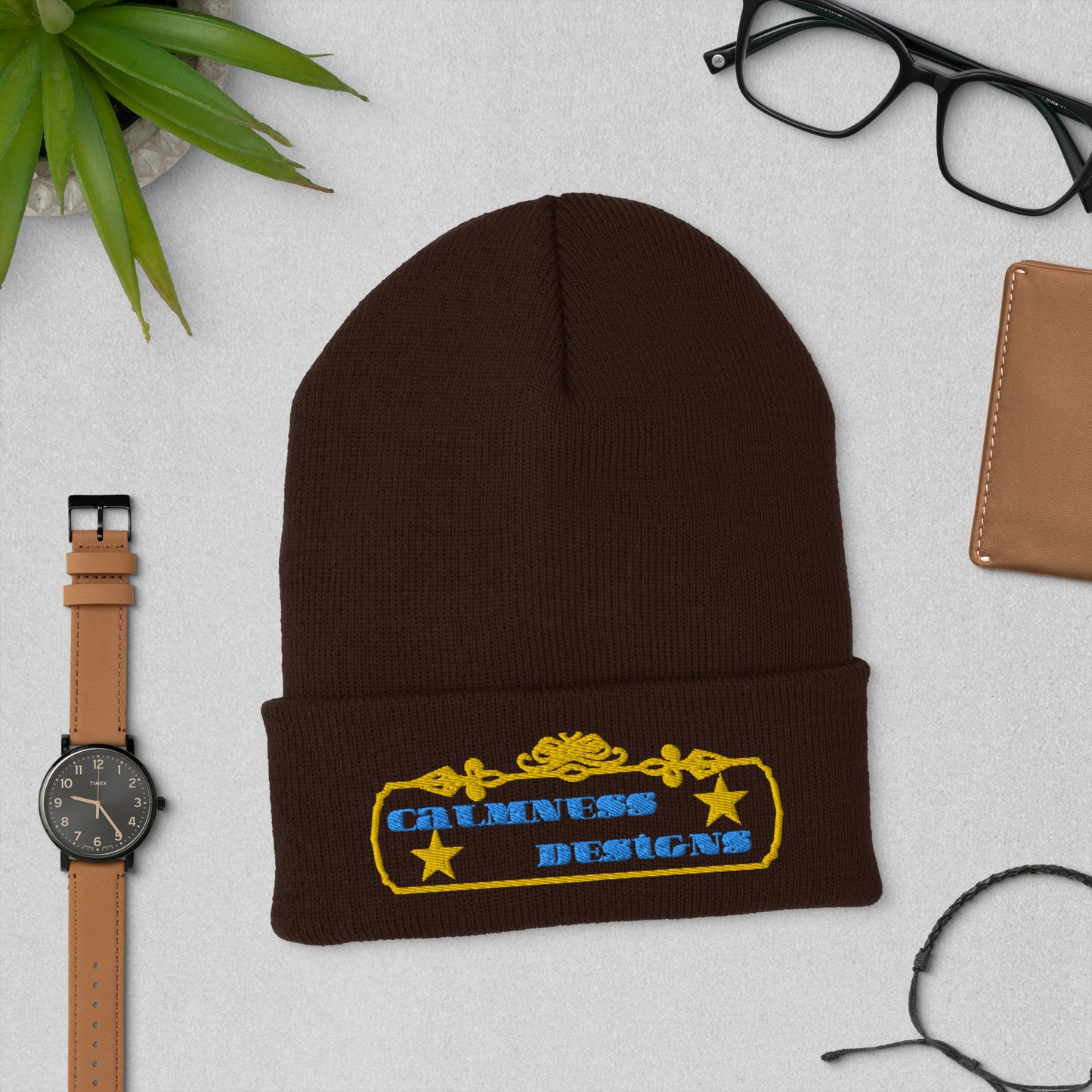 Vintage Rectangular Frame, CALMNESS DESIGNS, Creative Designer's, Cuffed Beanie